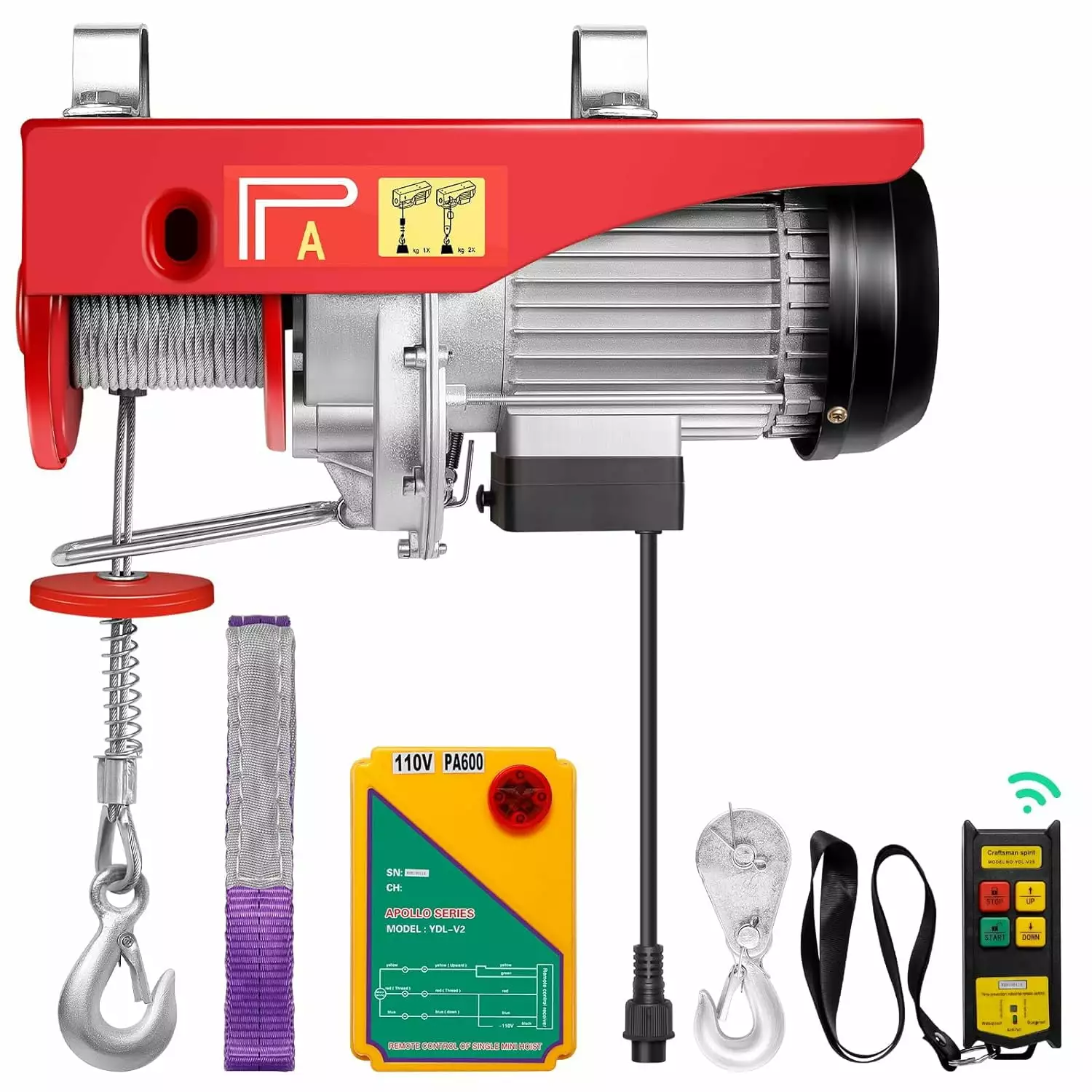 Ultimate Garage Hoist - Powerful Electric Winch 110V for Lifting Heavy Loads. with Wireless Remote Control & Double Heat Dissipation - Perfect for Ladders and Cranes