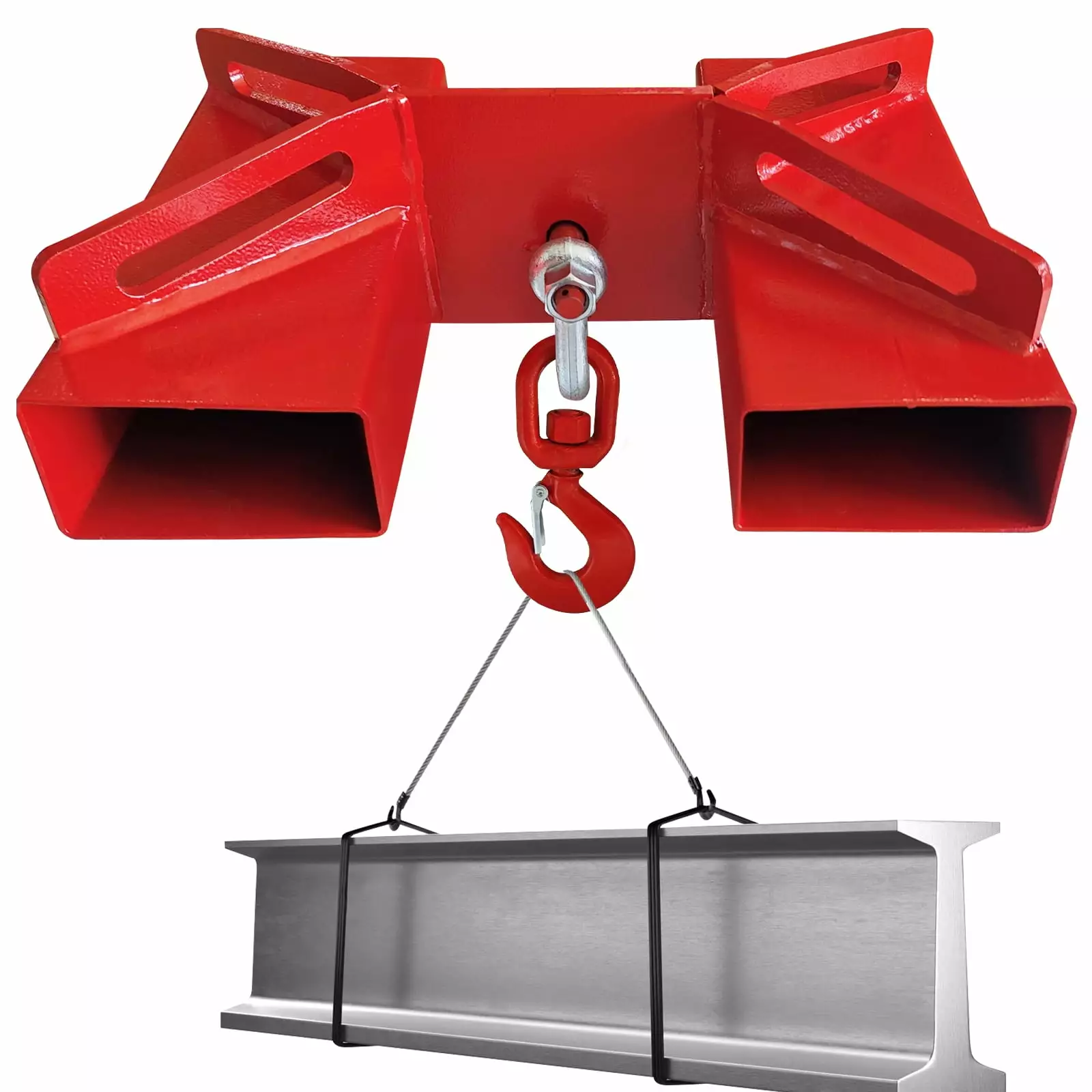 Universal Forklift Lifting Hook 6000 LBS Load Capacity. Forklift Lifting Hoist with Swivel Hook and 2 L-Screws for Fixation