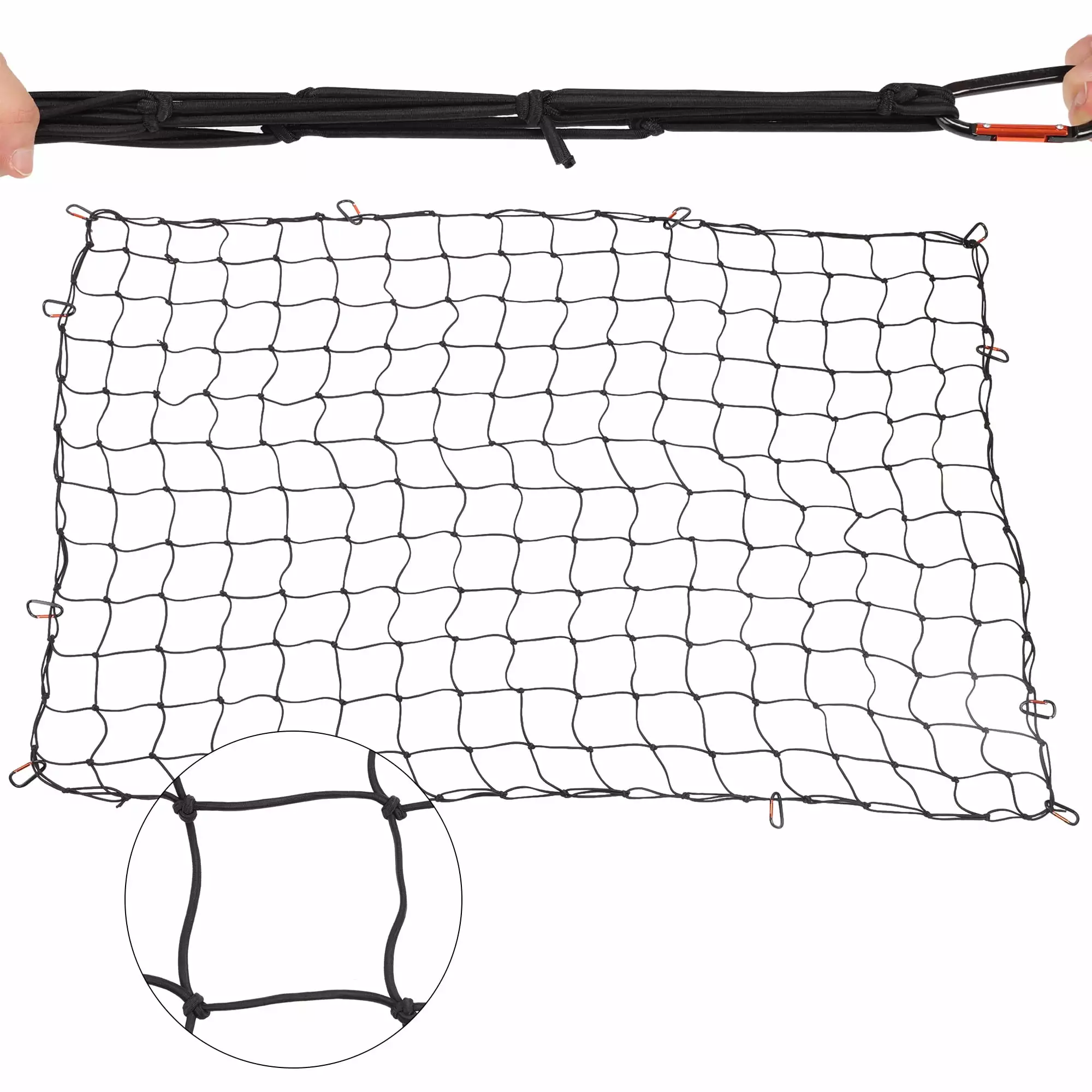 Universal Trunk Cargo Net. 59x 82.6 Rear Cargo Net Stretchable Storage Mesh with Hooks. Trunk Cargo Organizer Compatible for SUV. Jeep. Truck