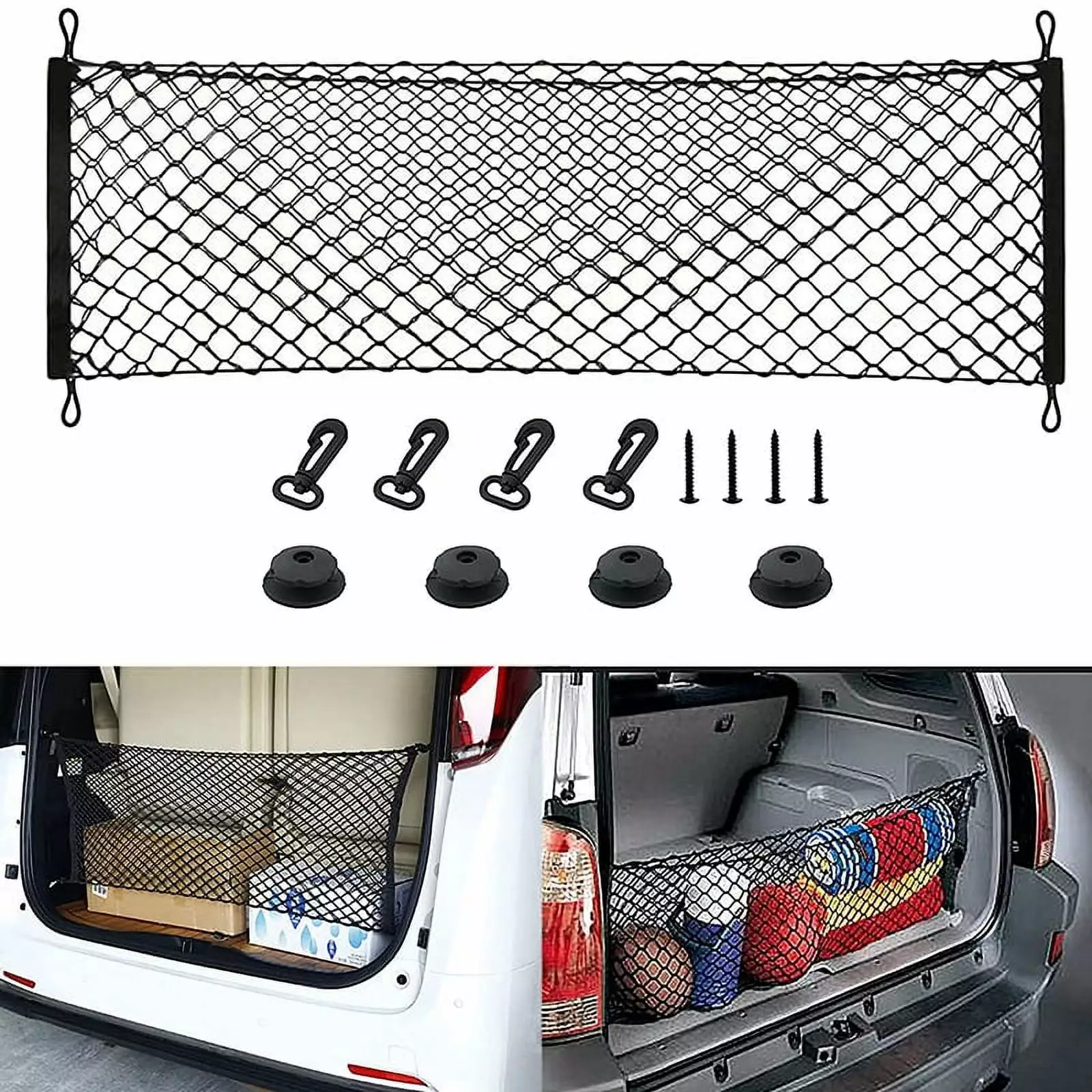 Gnmfd Car Trunk Pickup Net Car Roof Storage Roof Net Upgrade Webbing Storage Bag.Large Capacity. Double Layer. Easy Installation. for All Vehicles.20.86x31.49in Black