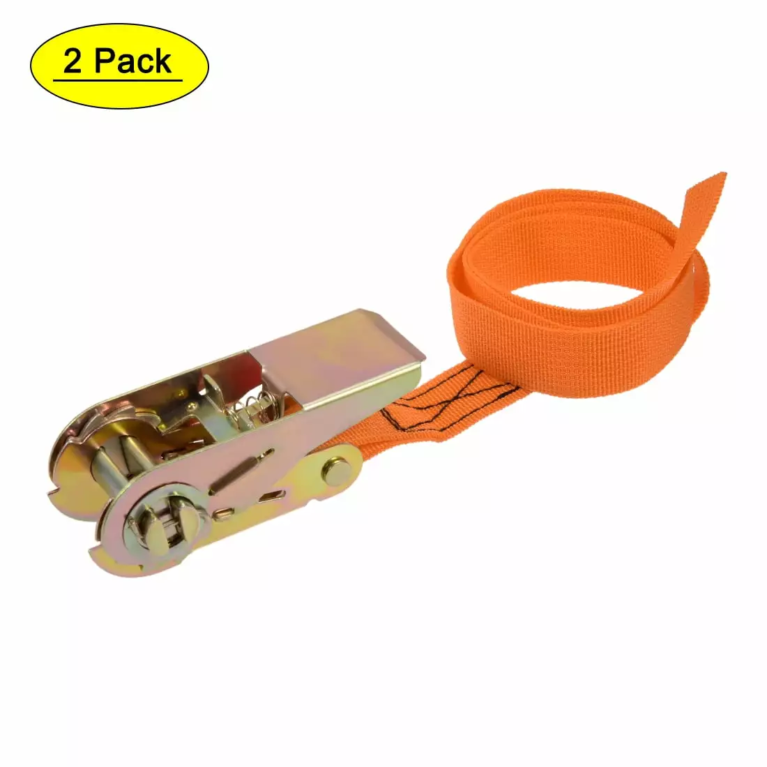 Uxcell 0.8M x 25mm 250Kg Work Load Ratchet Tie Down Strap. Orange. 2 Pack