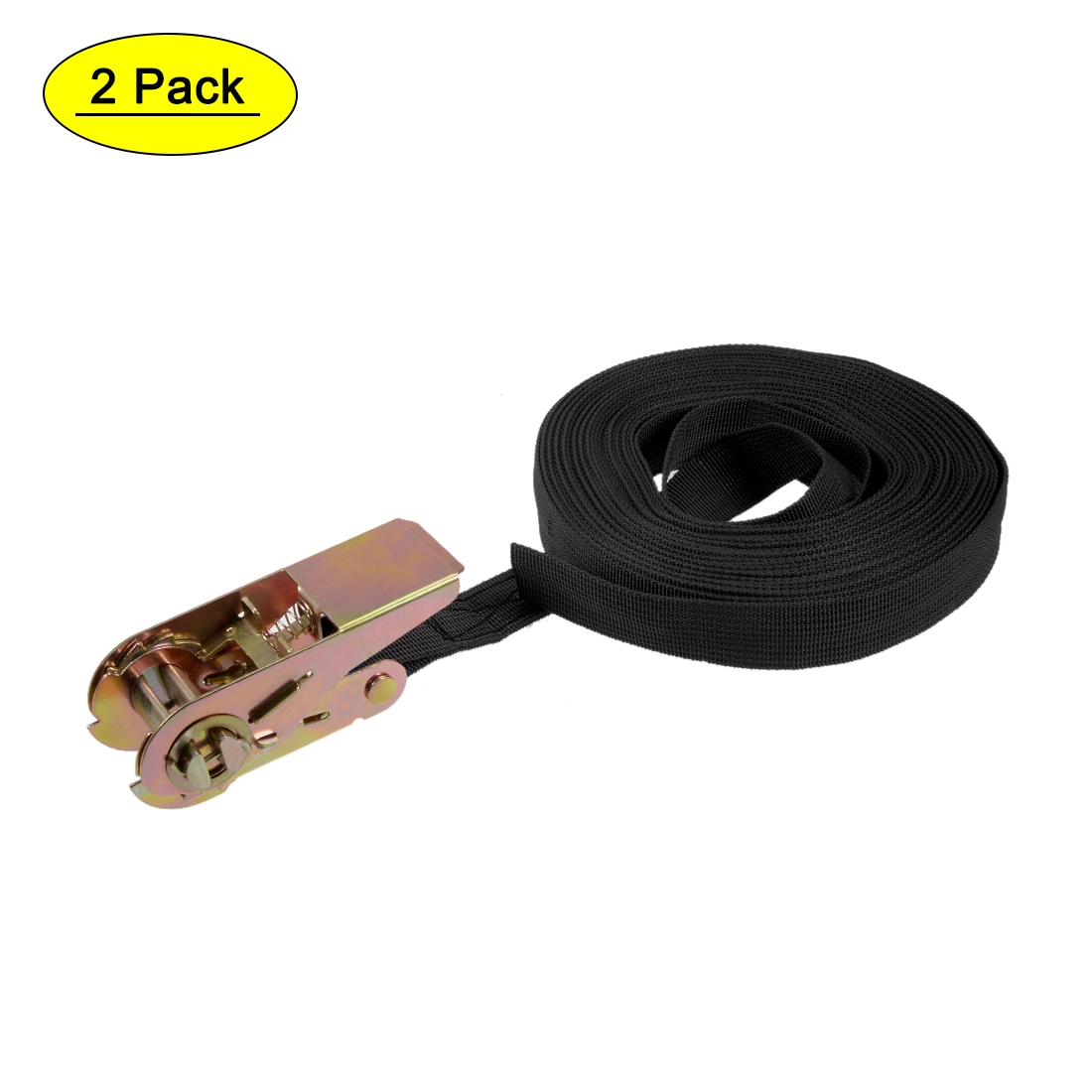 Uxcell 10Mx25mm 250Kg Work Load Ratchet Tie Down Strap. Black. 2 Pack