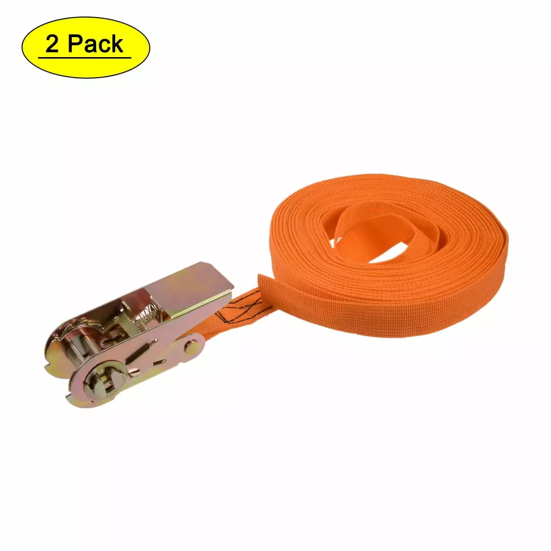 Uxcell 10Mx25mm 250Kg Work Load Ratchet Tie Down Strap. Orange. 2 Pack