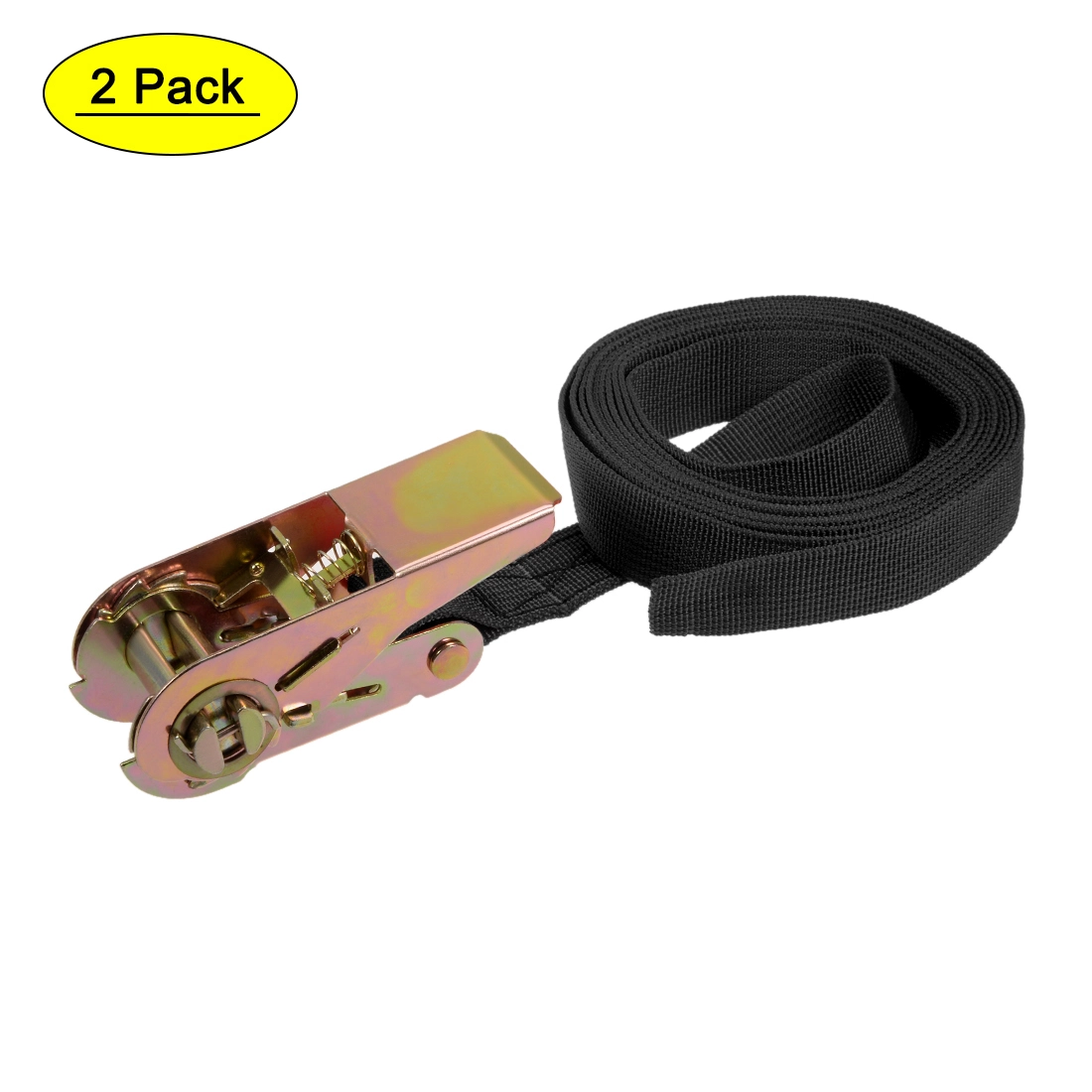 Uxcell 3Metersx25mm 250Kg Work Load Ratchet Tie Down Strap. Black. 2 Pack