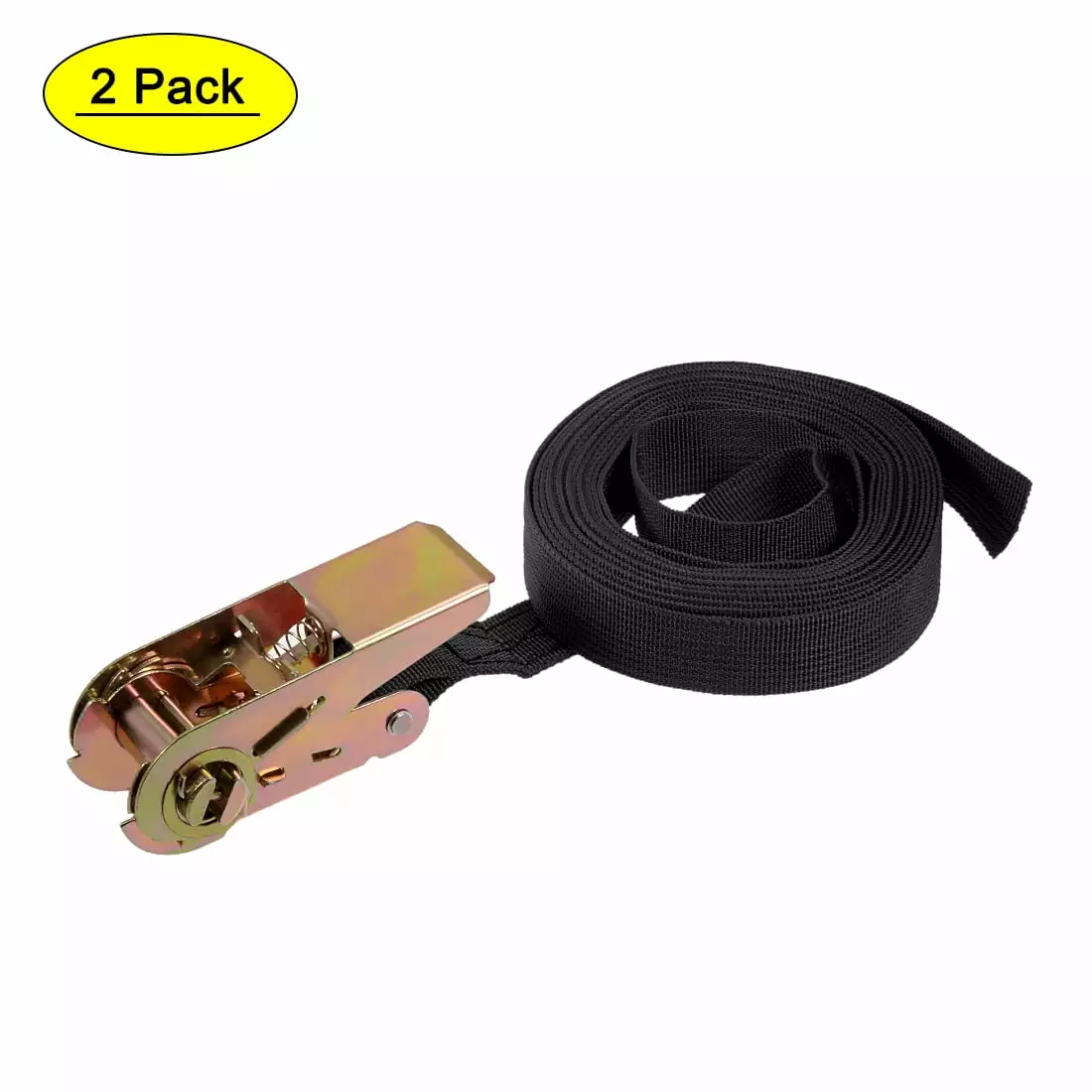 Uxcell 4.5Mx25mm 250Kg Work Load Ratchet Tie Down Strap. Black. 2 Pack