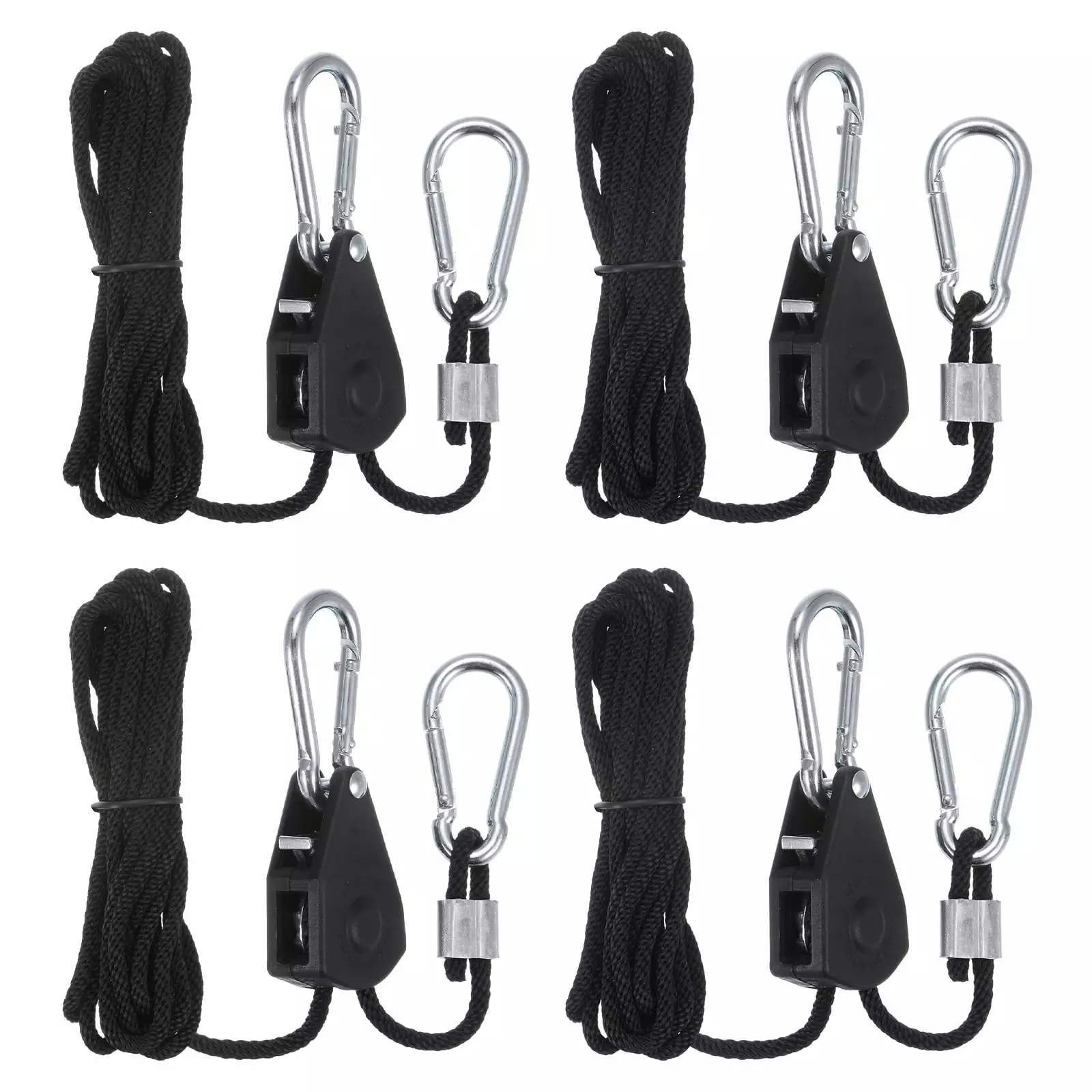 Uxcell 4 pieces 1/8 (4mm) Adjustable Ratchet Rope Hanger 7.9ft (2.4meter) Tie Down Strap