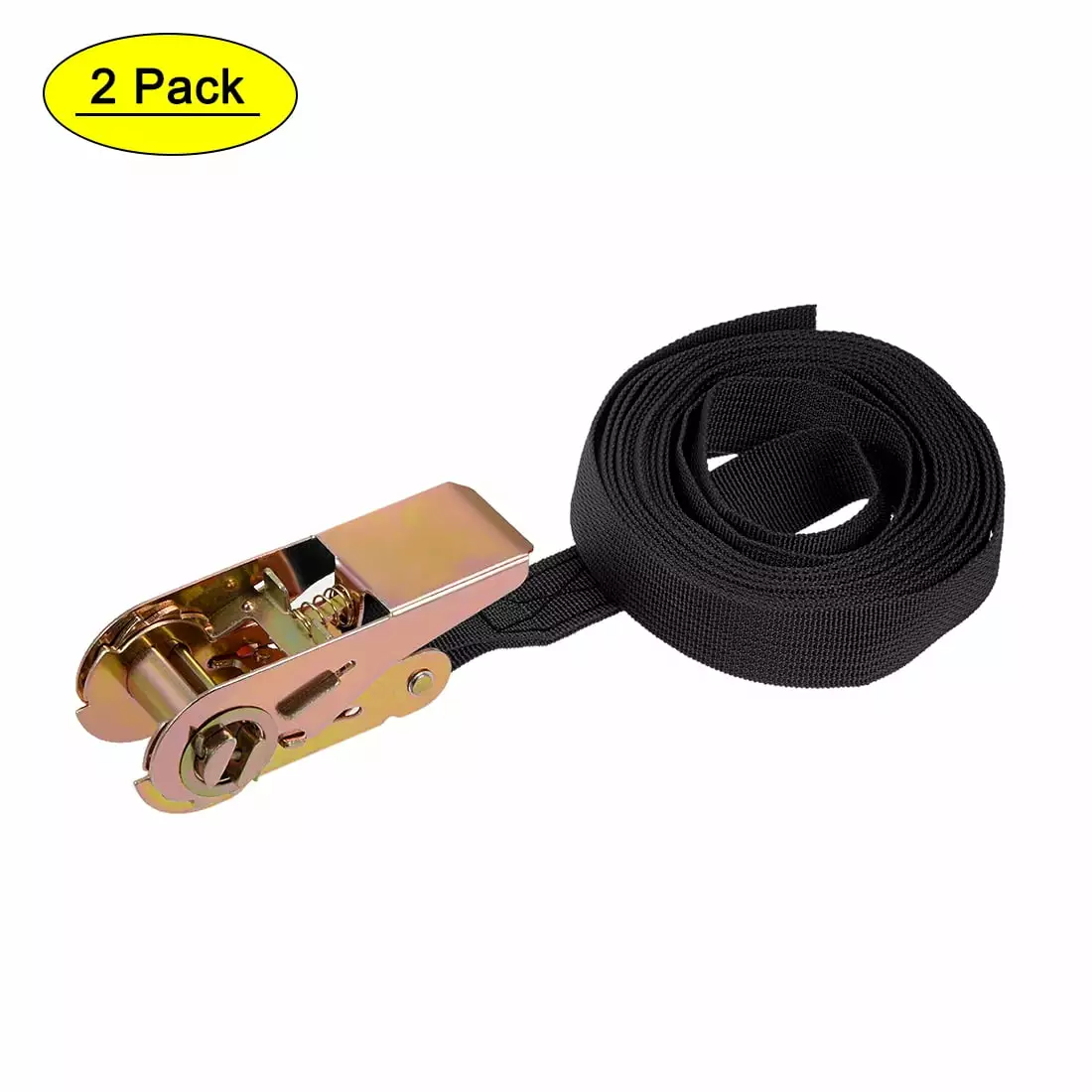 Uxcell 4Mx25mm 250Kg Work Load Ratchet Tie Down Strap. Black. 2 Pack