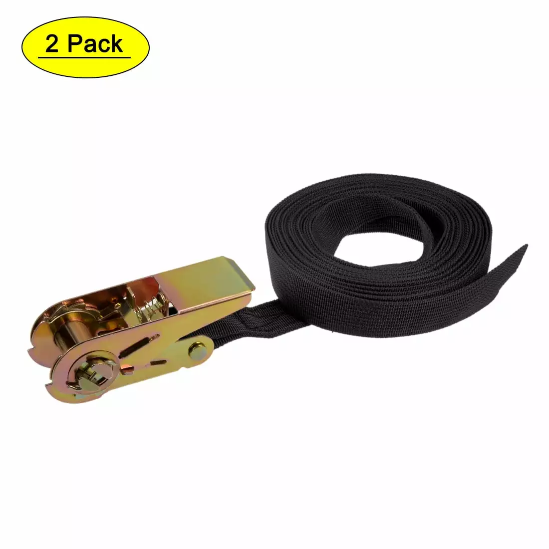 Uxcell 6Mx 25mm 250Kg Work Load Ratchet Tie Down Strap. Black. 2 Pack