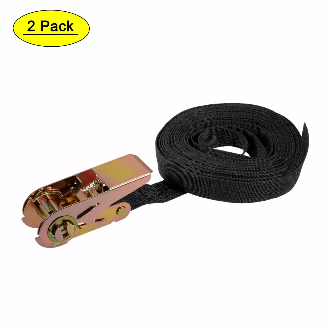 Uxcell 7Mx 25mm 250Kg Work Load Ratchet Tie Down Strap. Black. 2 Pack