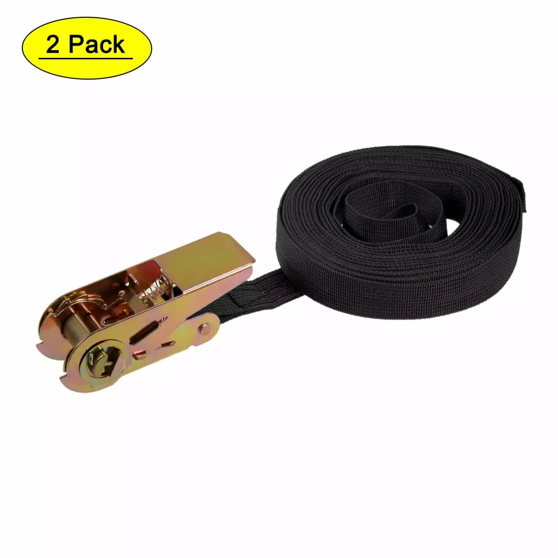 Uxcell 8Mx25mm 250Kg Work Load Ratchet Tie Down Strap. Black. 2 Pack