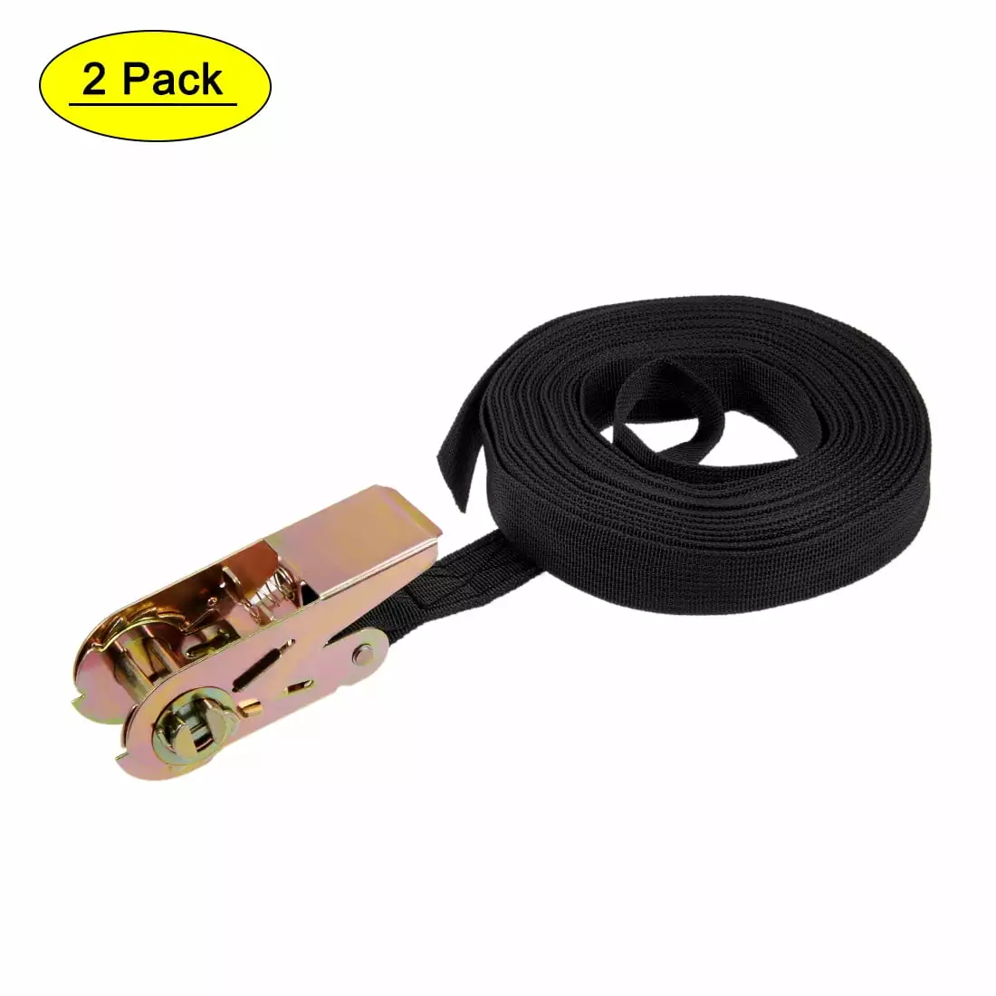 Uxcell 9Mx 25mm 250Kg Work Load Ratchet Tie Down Strap. Black. 2 Pack