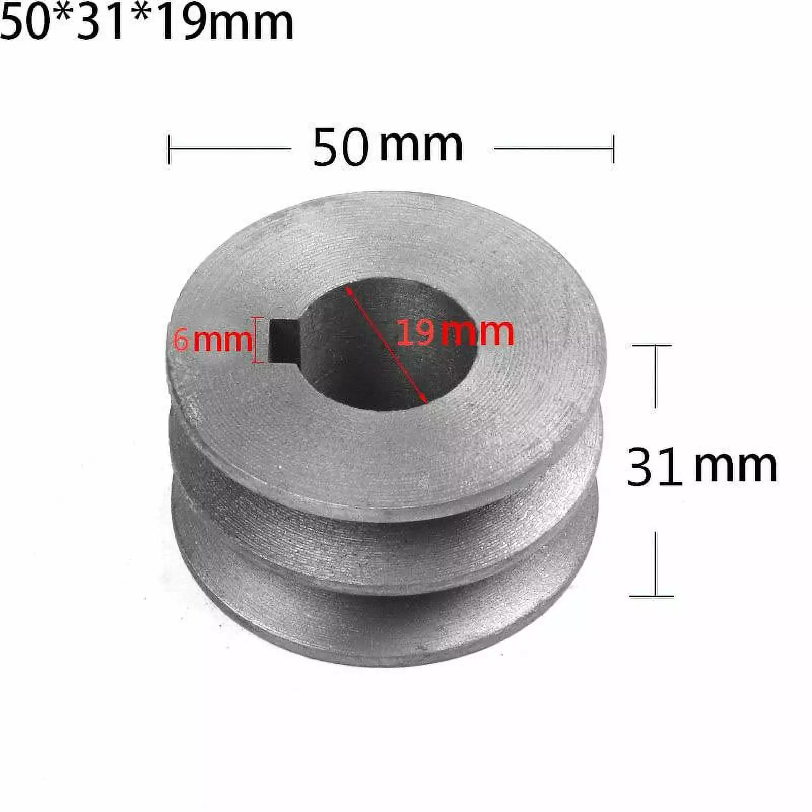 V-Belt pulley A Type Double Slot Pulley Motor Cast Iron Dia Power Tool Accessory 50x31x19mm