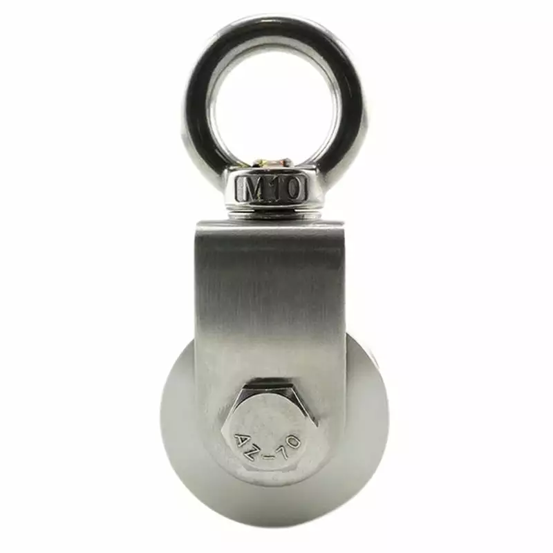 10Pcs 304 Stainless Steel M15 Pulley Steel Wire Pulley Swivel Hook Single Wheel Swivel Lifting Rope Pulley Block For Wire Rope