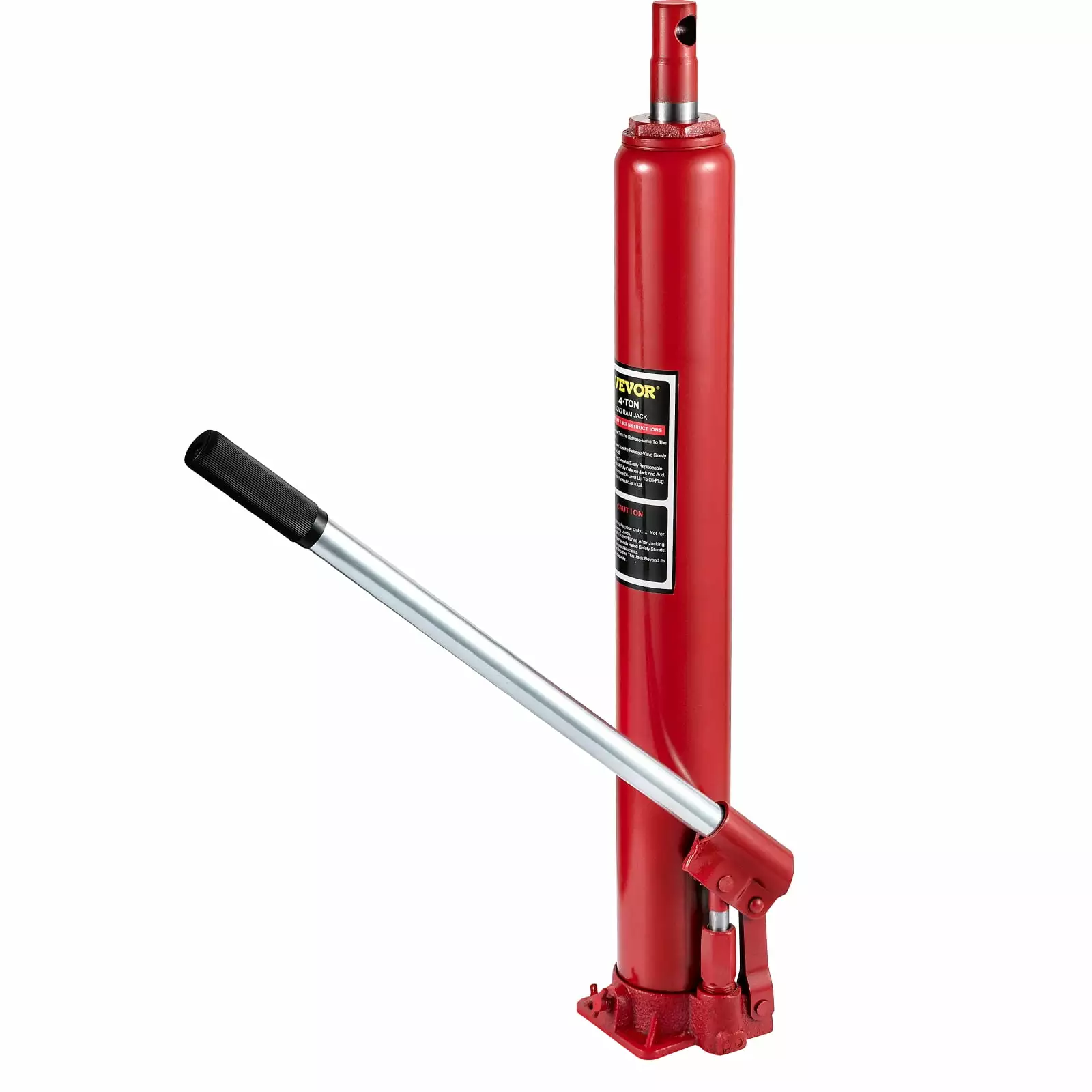 VEVOR Hydraulic Long Ram Jack. 4 Tons/8818 lbs Capacity. with Single Piston Pump and Flat Base. Manual Cherry Picker with Handle. for Garage/Shop Cranes. Engine Lift Hoist. Red