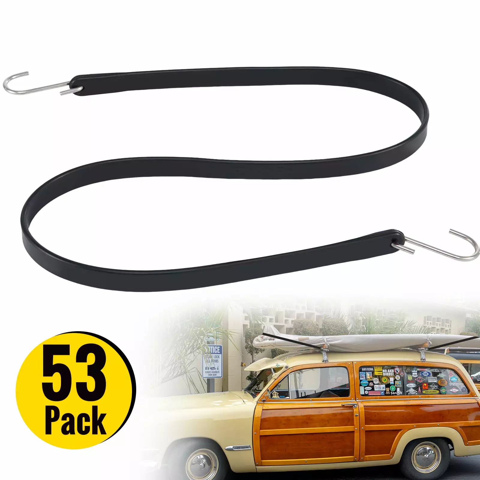 VEVOR Rubber Bungee Cords. 53 Pack 31 Long. Weatherproof EPDM Rubber Tie Down Straps with Crimped S Hooks. Heavy Duty Outdoor Tarp Straps for Securing Flatbed Trailers. Canvases. Cargo. and More