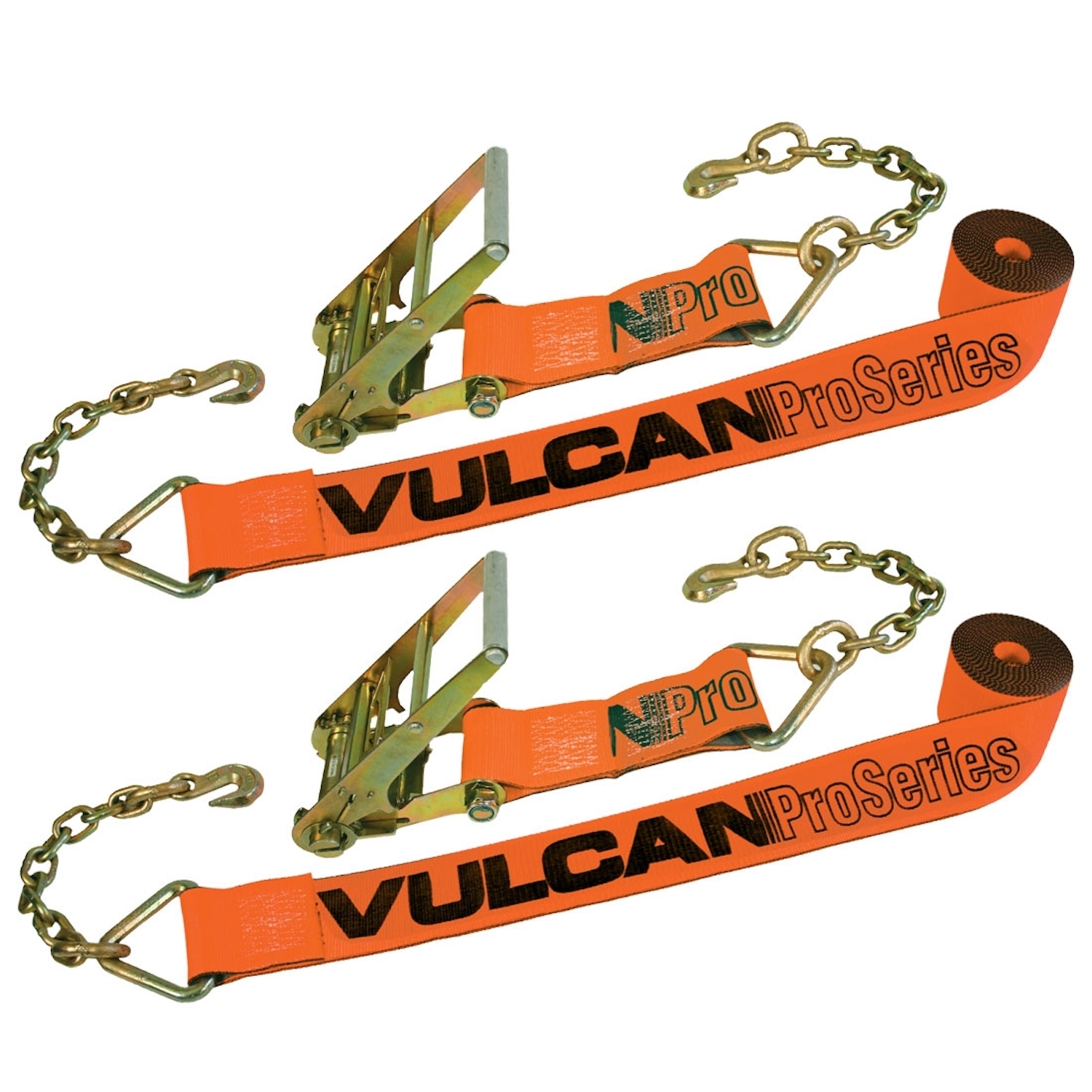 VULCAN Ratchet Strap - Chain Anchors - 4 inch x 30 foot - 2 Pack - PROSeries - 6.600 Lbs SWL