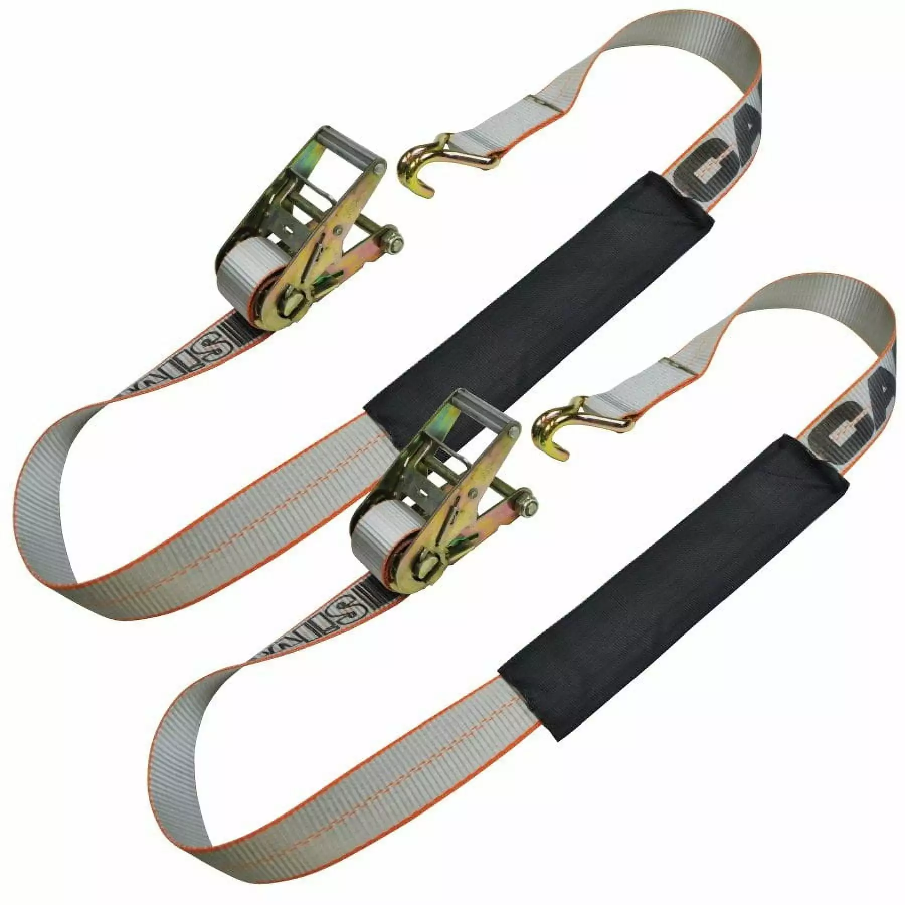 2 Pack. Rack-Strap Ladder Rack Tie-Downs. Round Mounting Bracket. RS3 Gold 2 Inch Diameter Round Mounting Bracket. Bolt Mounting Hardware Included. 8 Foot Black Strap