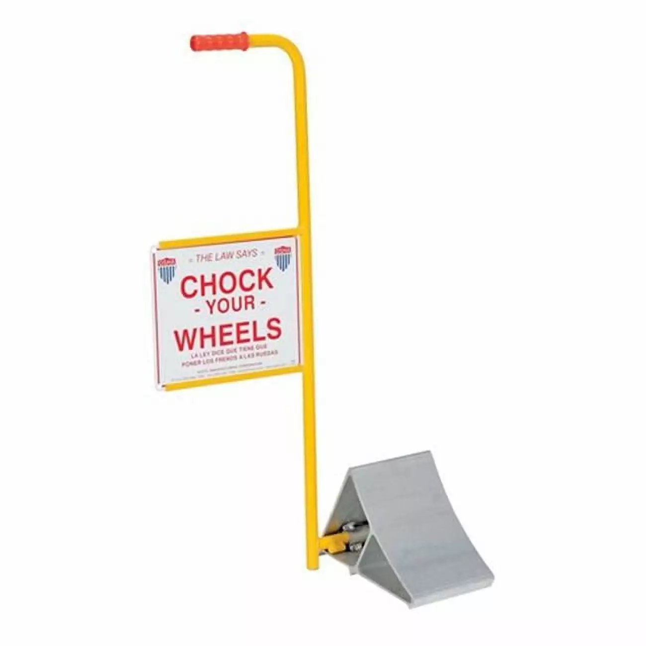 Vestil Aluminum Wheel Chock with Handle & Sign