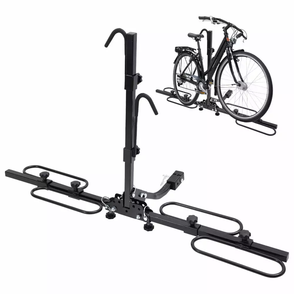 WAASOSCON Hitch Mounted Bike Rack for 2 Bikes E-Bike Hitch Mounted 2 Bikes Carrier Hitch Bike Rack Smart Tilting Folding Bicycle Car Racks for Standard Fat Tire And Electric Bike 2-Bike 180 physical