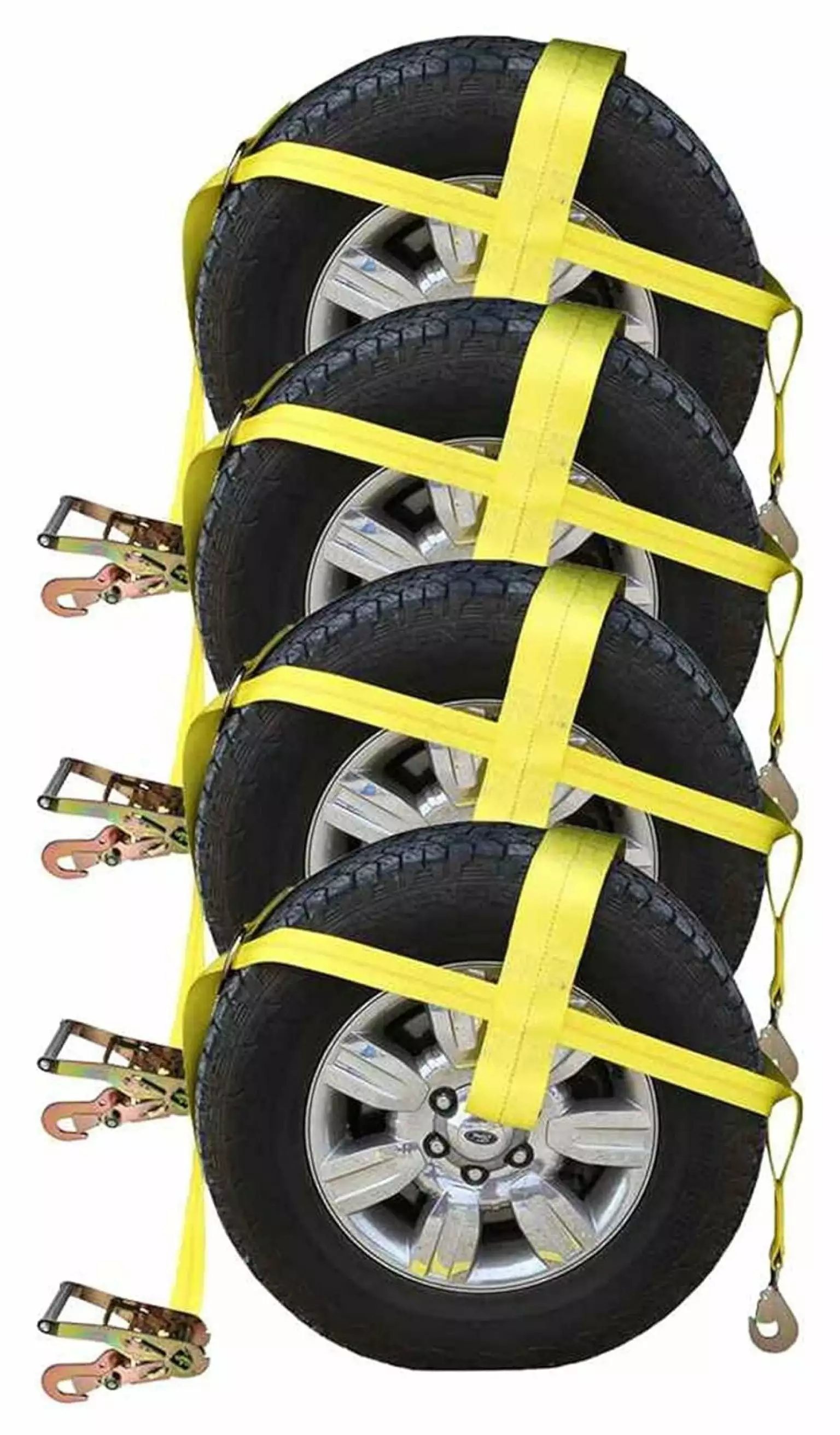 Werqueid Adjustable Wheel Net with 4 Inch Top Strap. Fitted with Twisted Snap Hook and Ratchet with Snap Hook. Easy to Use for Vehicle Tie Down. 3.333 Pound Working Load Limit. 4 Pack