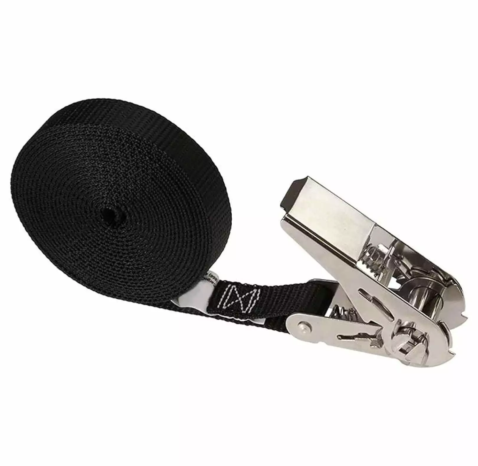 KioJJp. Stainless Steel Thumb Ratchet Strap Tie Down. 1 Inch Wide X 15 Foot Long. Black Tie Down Strap. Stainless Steel Ratchet. Dependable Utility Strap for Cargo Securement and More