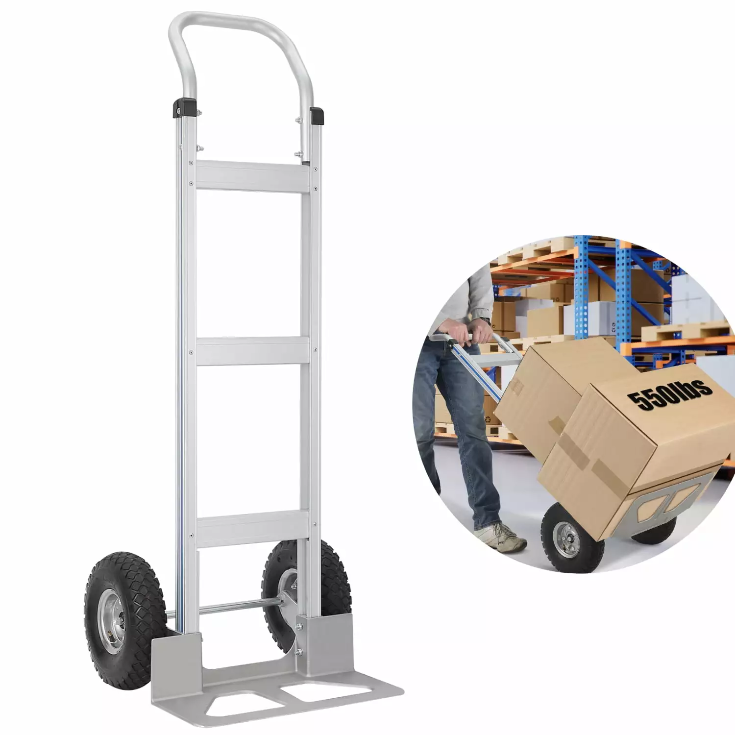 WhizMax Heavy Duty Hand Truck with Loop Handle.550 Pound Capacity Foldable Hand Truck.Rugged Construction.Lightweight Design.Easy to Assemble