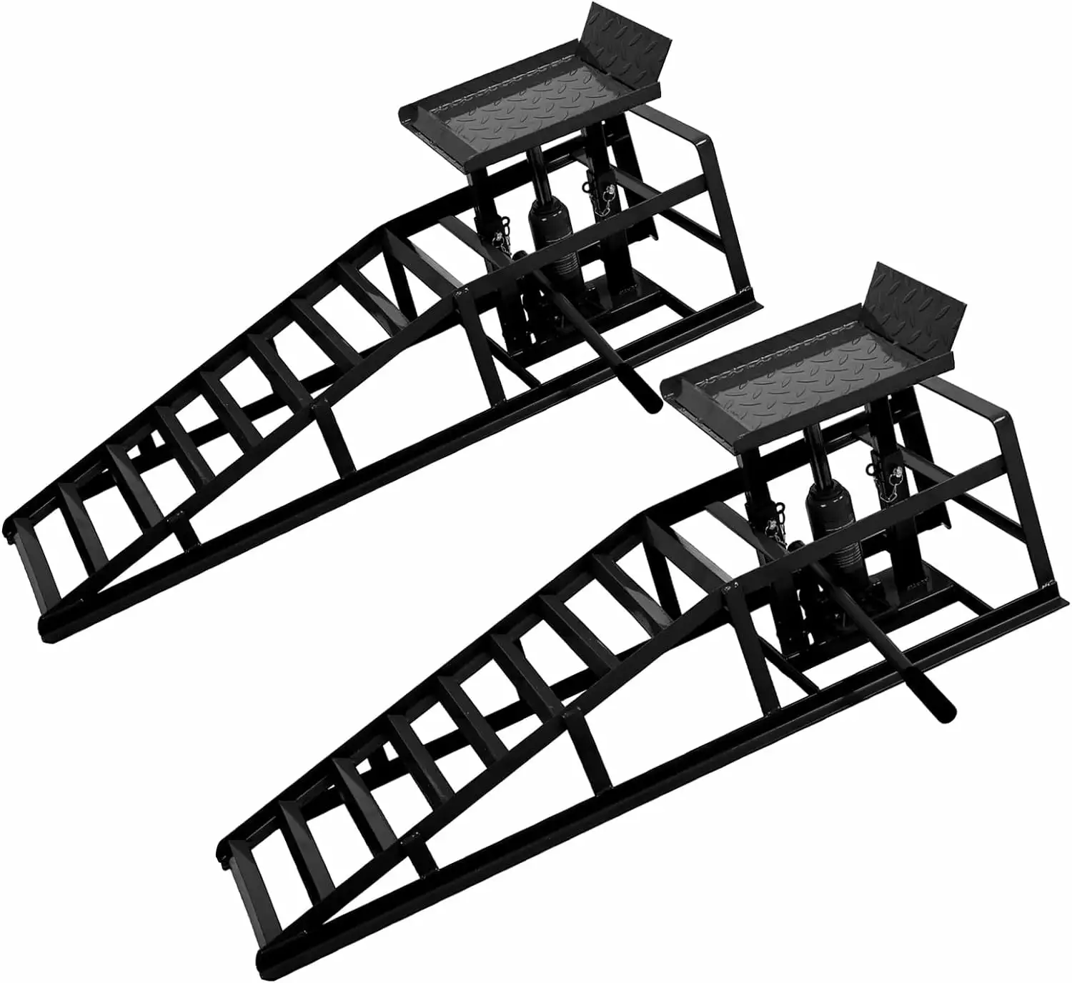 Whizmax 2 PCS Hydraulic Car Truck Service Ramps.12000lbs (5T) Load Capacity. Portable High Lift Ramps for Oil Changes. Adjustable Height. Car Lifts for Home Garage.Vehicle Auto Garage Repair. Black