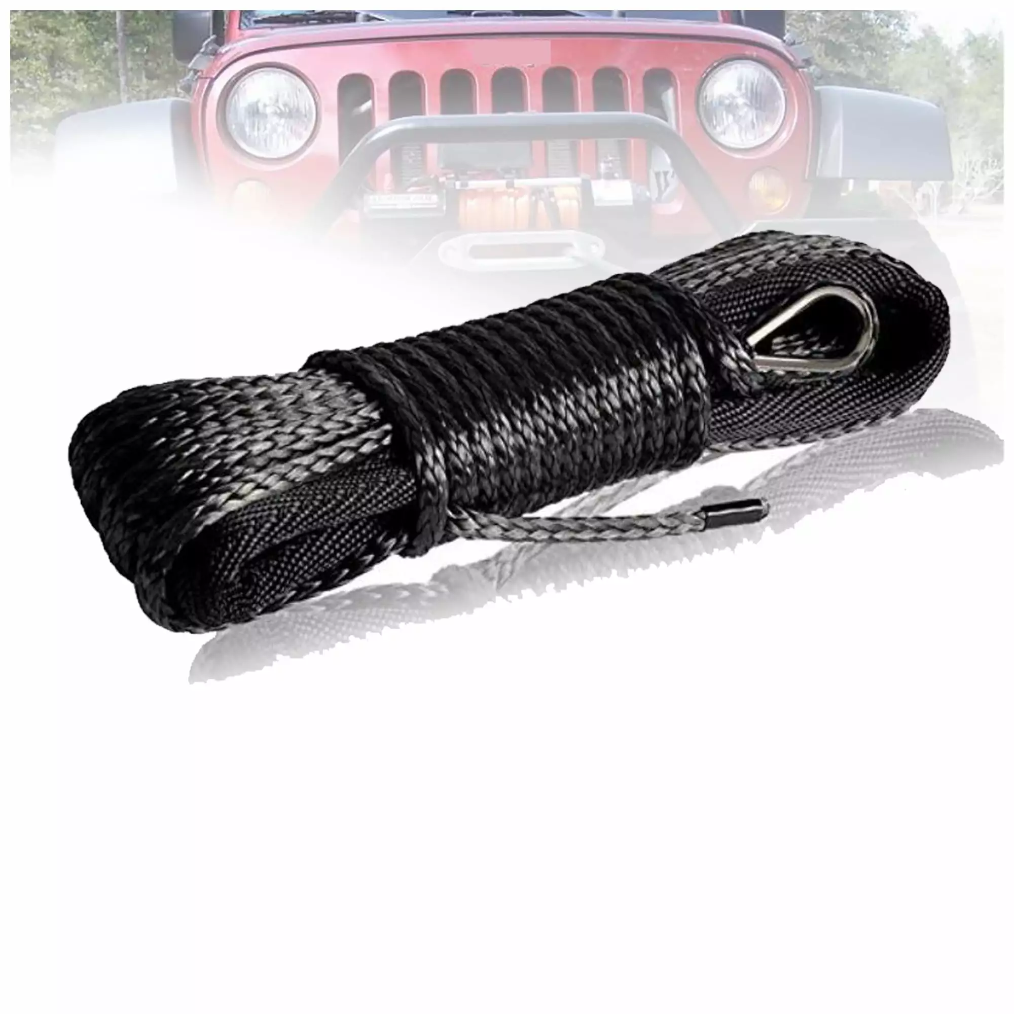 Winch Rope. 13400Lbs Winch Line Cable Replacement 8mm X 15m Synthetic Winch Rope Uhmwpe Fibre For 4x4 / Atv / Utv / 4wd--------.Light and Strong