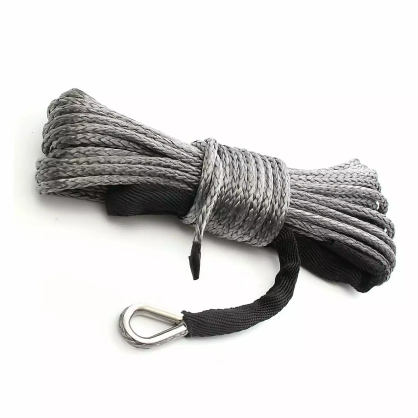 Winch Rope. 15M High Strength Synthetic Winch Line Cable Rope Tow Cord With Sheath Gray For Cars SUV ATV Motorcycle Accessories--------.Light and Strong