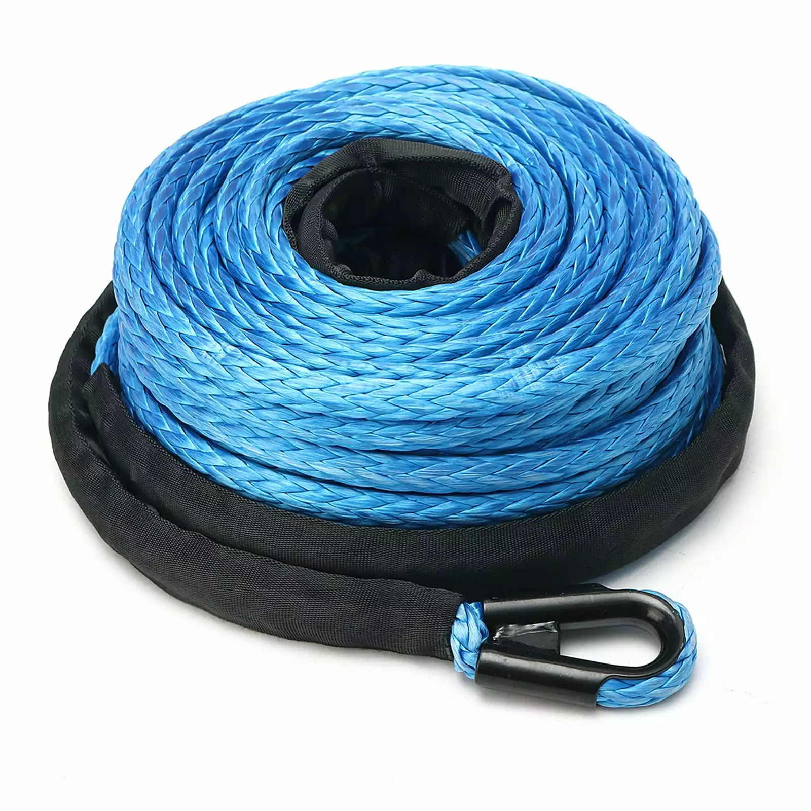 Winch Rope. Winch Rope Cable Kit.10mm X 30m With Aluminum Hawse Fairlead ATV Winch Kit Blue Synthetic Winch Rope--------.Light and Strong