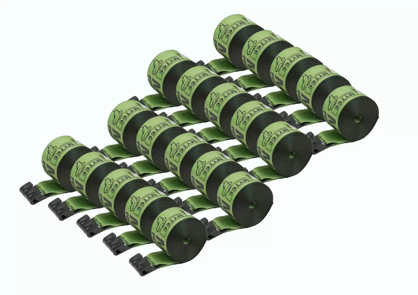 Winch Straps 4 x 30' Green Heavy Duty Tie Down w/Flat Hook WLL# 5400 lbs | 4 Inch Cargo Control for Flatbed Truck Utility Trailer (20 Pack)