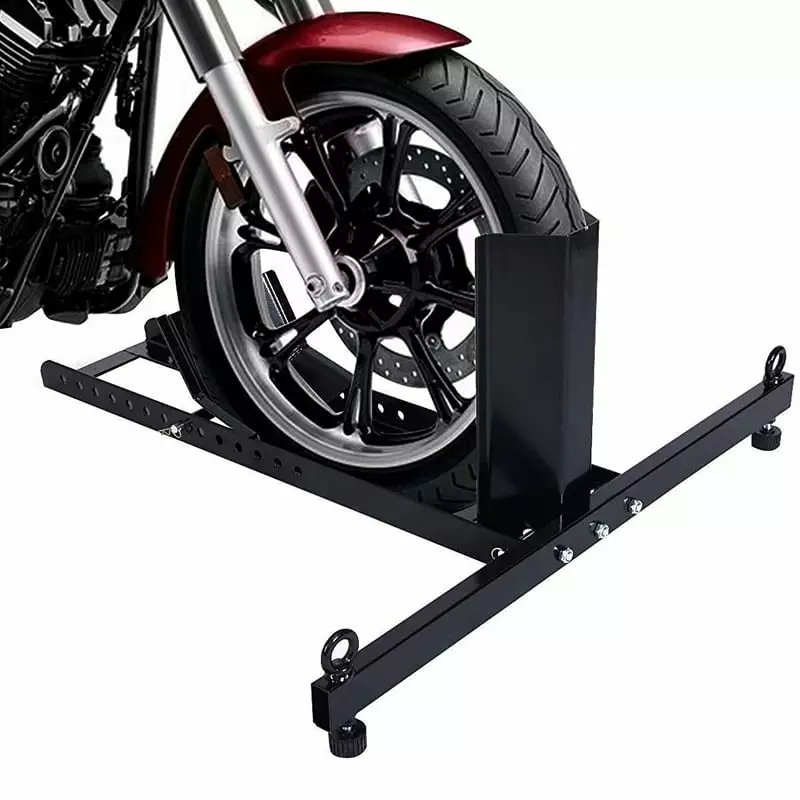 Wohh Trailer Motorcycle Adjustable Wheel Chock/Stops.Heavy Duty Tire Stand for Parking.Fixing.Front Wheel Display.Support.Lifting.Towing. Maintenance Tool.1800lbs Load Capacity