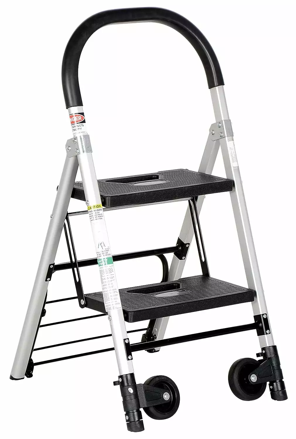 YUNWEN C-130-2 Aluminum Ladder and Cart with 2 Step. 250 lbs Capacity Ladder. 130 lbs Capacity Hand Truck. 18-1/2 Width x 39 Height x 3-1/2 Depth Folded