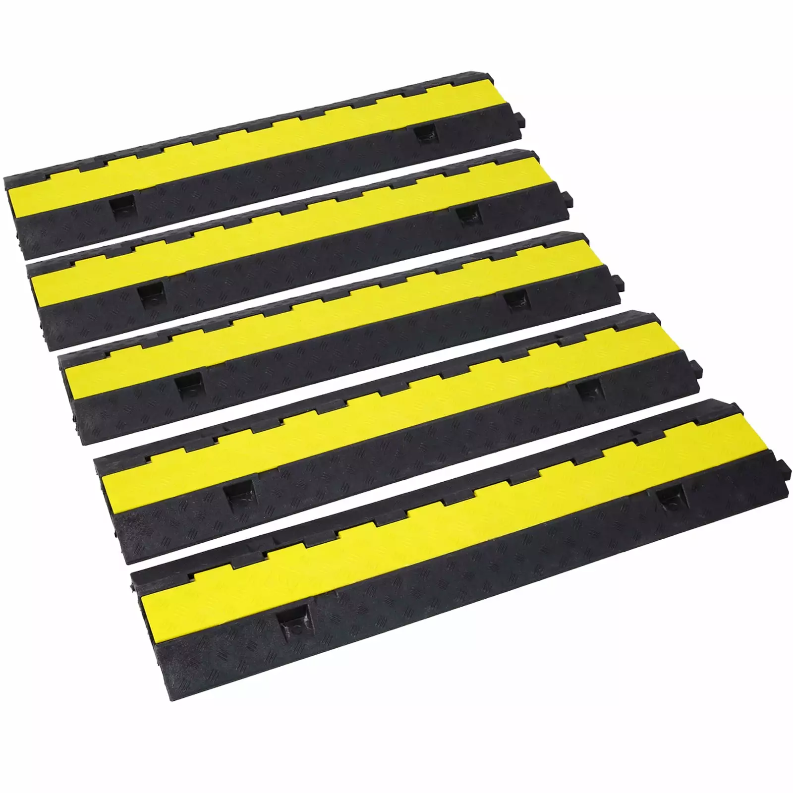 YesFashion Cable Protector Ramp. 2 Channels Speed Bump Hump. 11000 LBS Load Capacity. Waterproof. Wear-resistant Rubber Traffic Speed Bumps Cable Protector