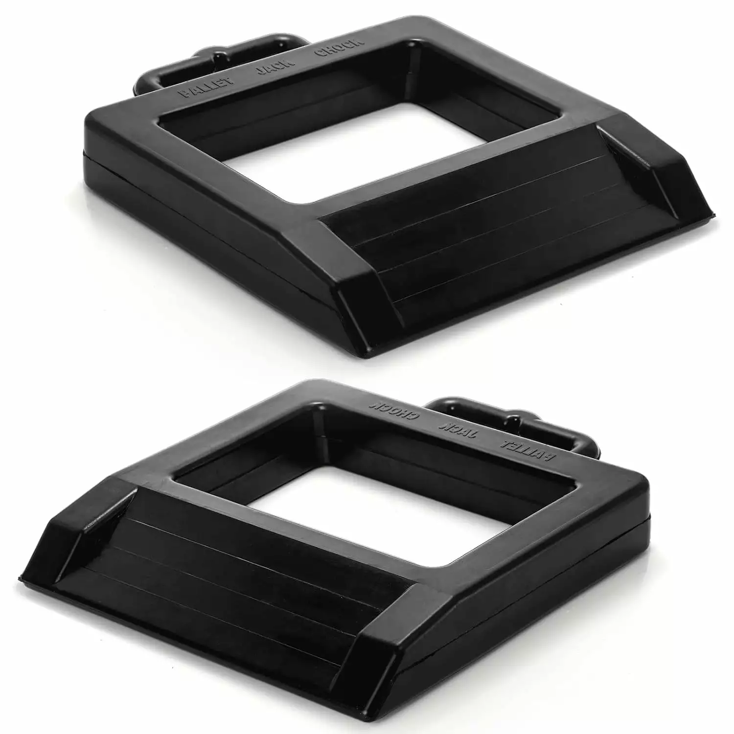 Yesland 2 Pack Rubber Pallet Jack Chock. 14.2 x 11.5 x 2 Inch Heavy Duty Pallet Truck Stopper Black Wheel Stop Chock for Truck Pallet Jack