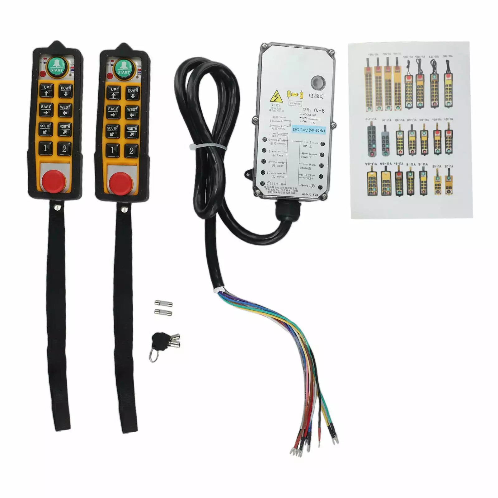 Yu-8 Waterproof Industrial Remotecontrol Electric Hoist Remotecontrol for Cranes Dc24V