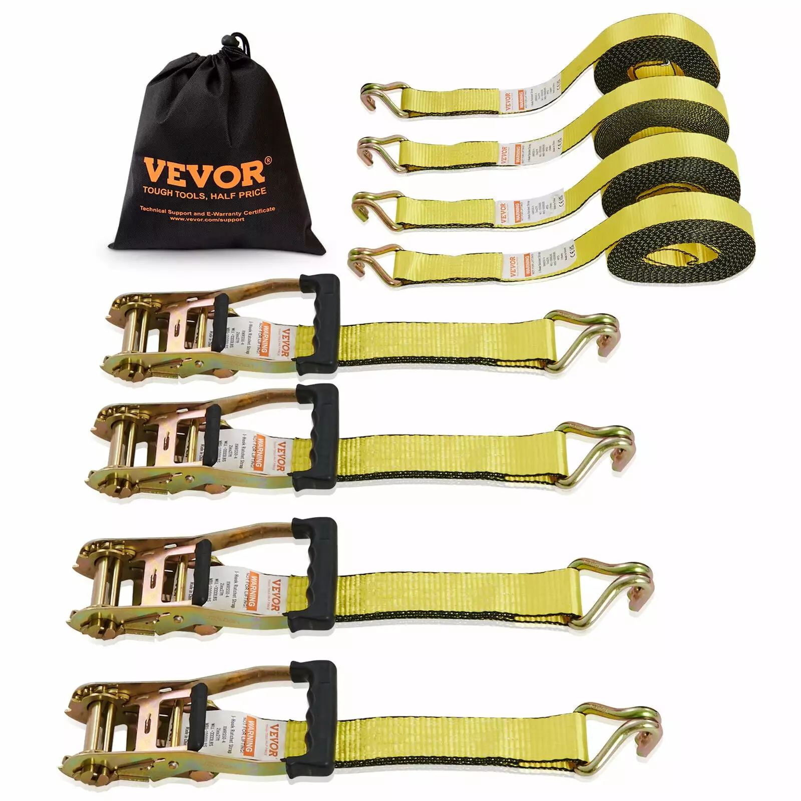 ZGBY 4 Pack 2 X 27' Ratchet Straps 10000 Lbs Tie Down Straps W/ Double J Hook