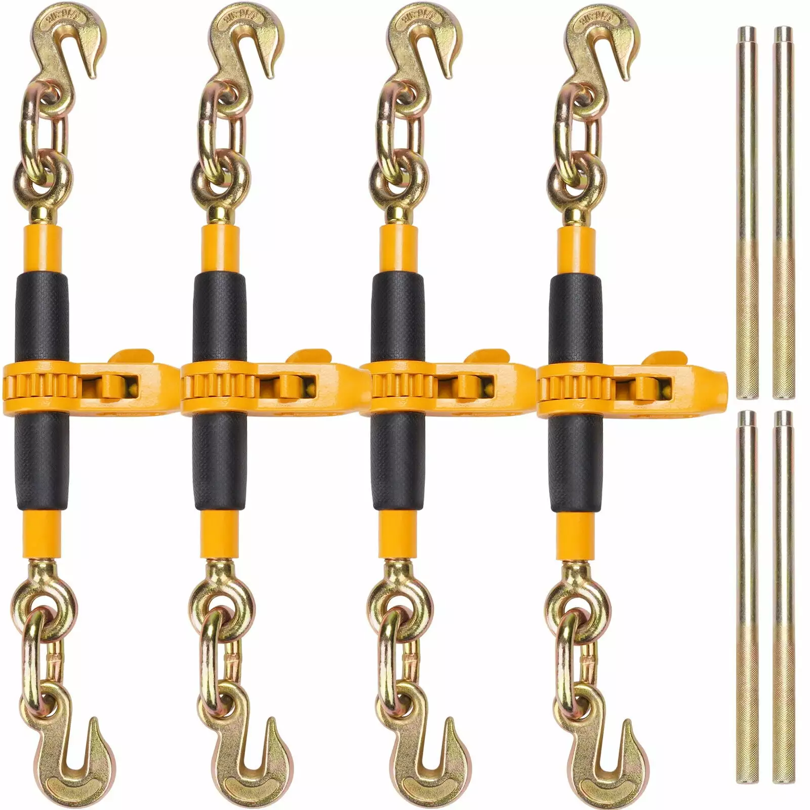 ZGBY 4 Pack Ratchet Binder 3/8-1/2 Chain Load Binders 12000 Lbs W/G80 Hooks