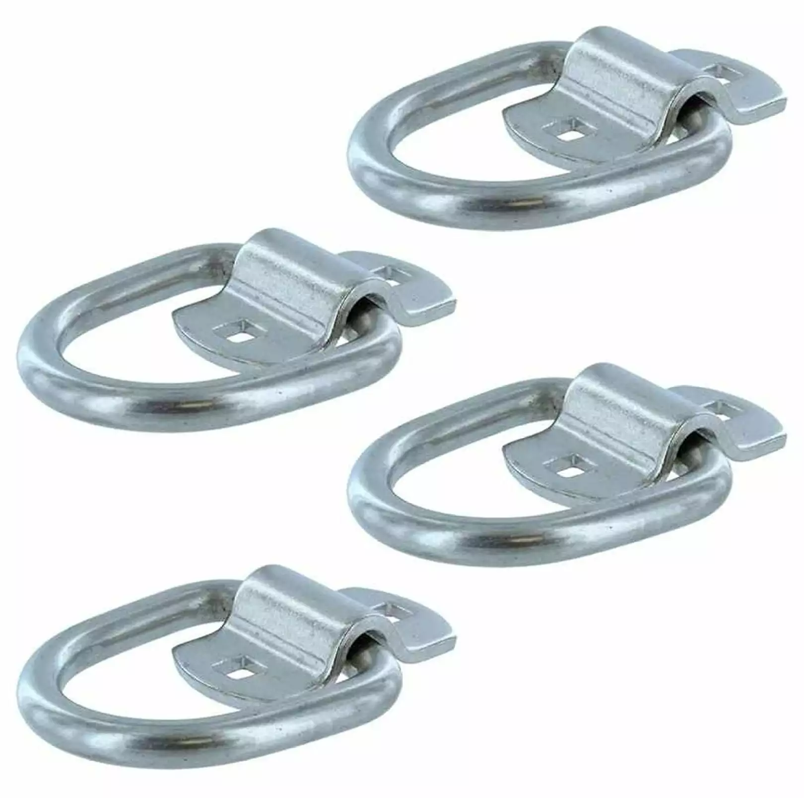 Zazesaby 2 5/16 D-Ring Tie Down with Mounting Bracket (White Zinc Plated Steel. 12.000 lbs. B.S.) - 4 Pack