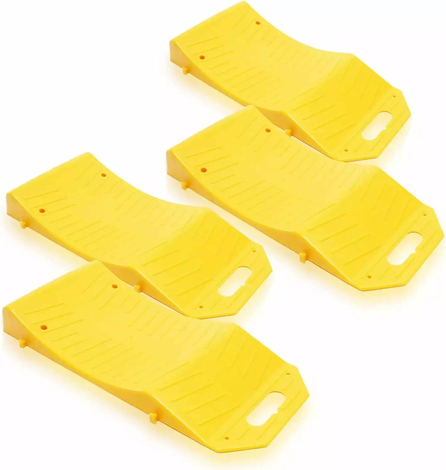 Zone Tech Tire Saver Ramps - 4-Pack Portable Highly Visible Yellow Vehicle Travel Ramps for Storage-Flat Spot and Flat Tire Prevention