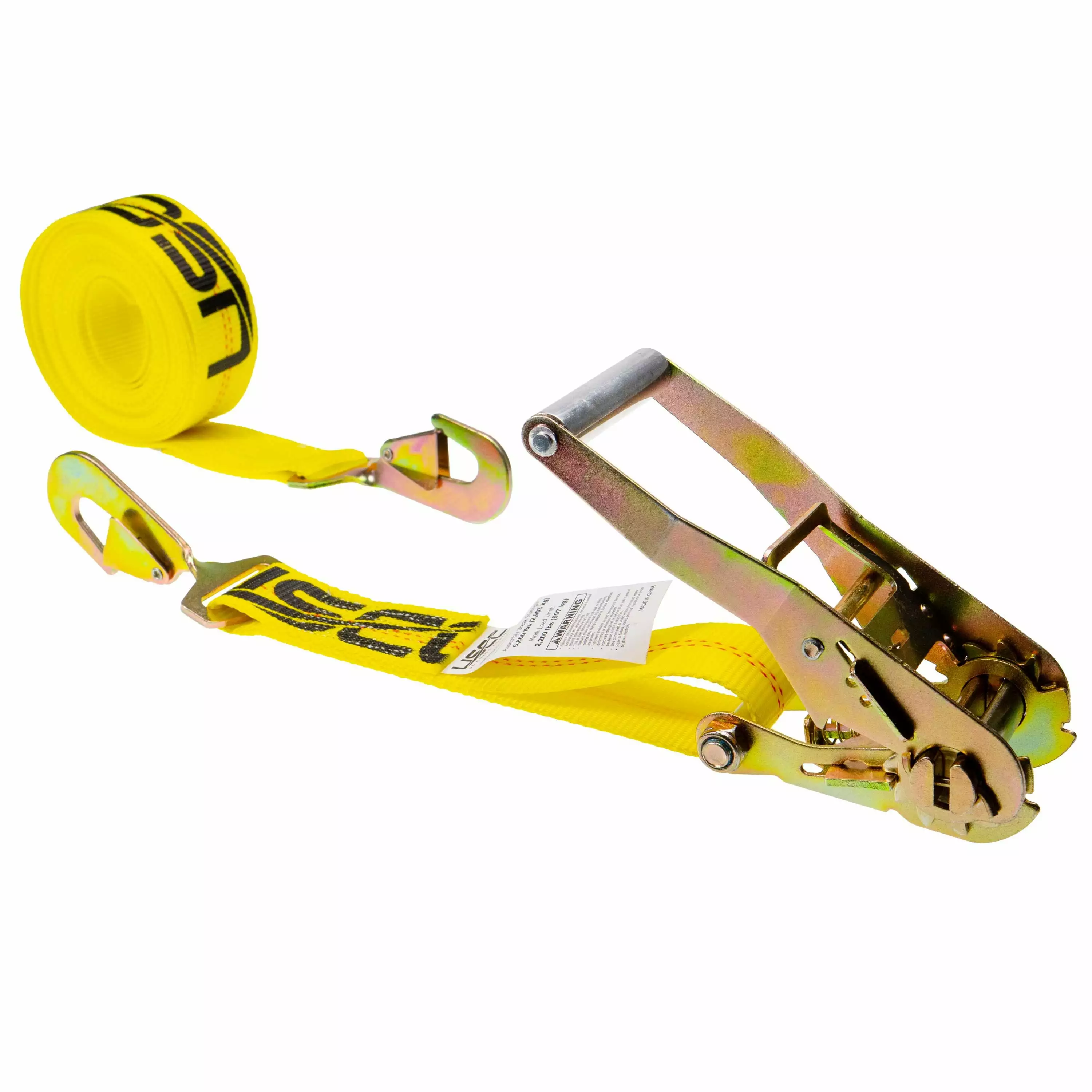 Ultra-Tow XTP 2in .x 27ft. Automatic Self-Tensioning Ratchet Strap with Flat Hooks. 10.000lb. Breaking Strength. 3300lb. Working Load. Gray. Model# A815054