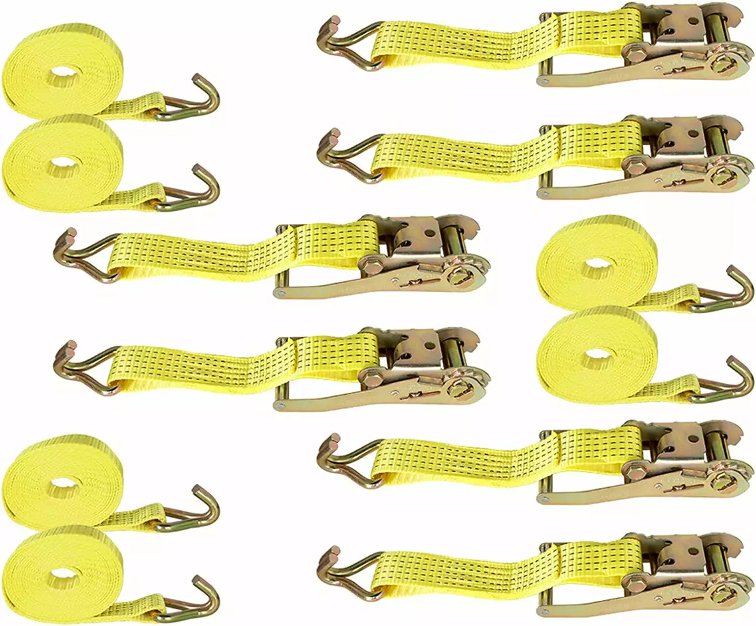 EPOTOOR 6Pcs Ratchet Straps 2 x 15 Tie-Down Straps 5000Lbs Heavy Duty Ratchet Cargo Strap