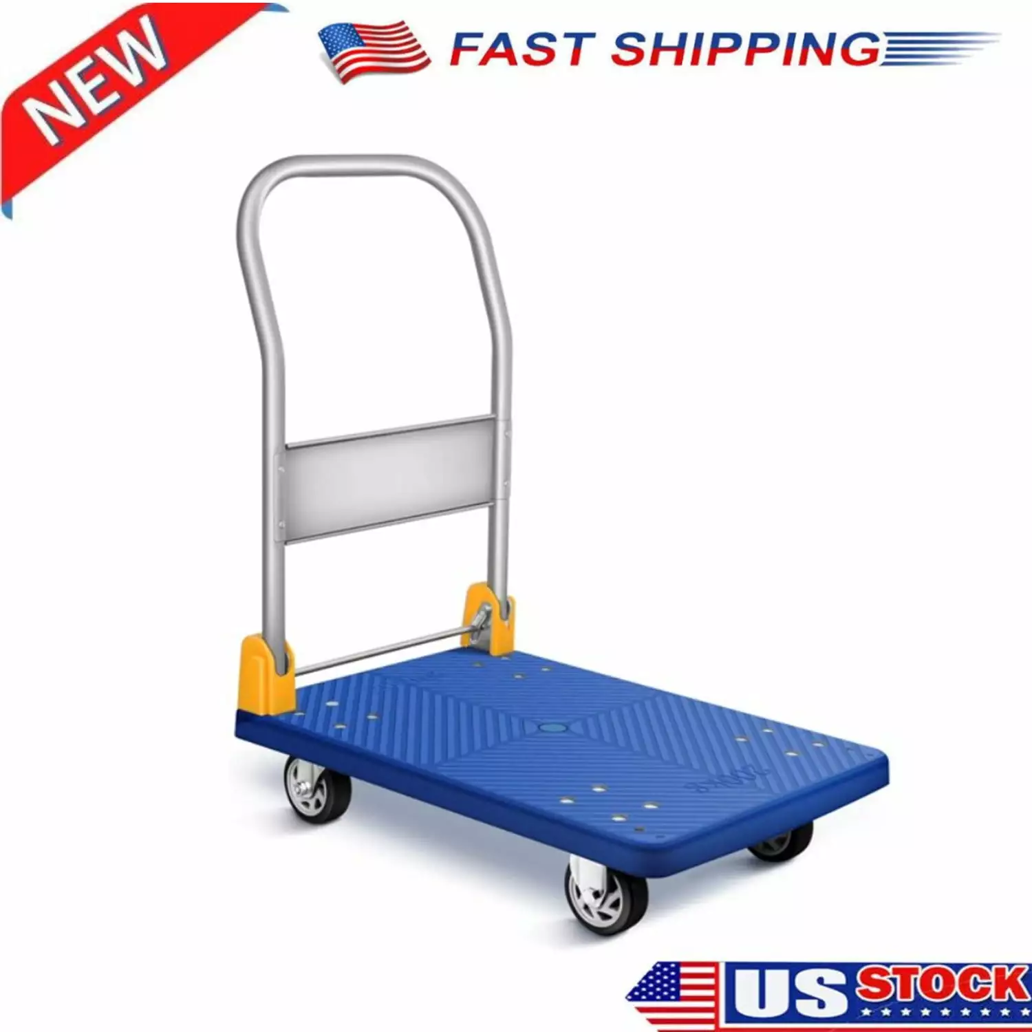 Folding Hand Truck. Portable 440 LBS Capacity Hand Trucks Heavy Duty. Utility Dolly Platform Cart. Foldable Push Hand Cart for Luggage. Travel. Moving. Shopping. Office Use