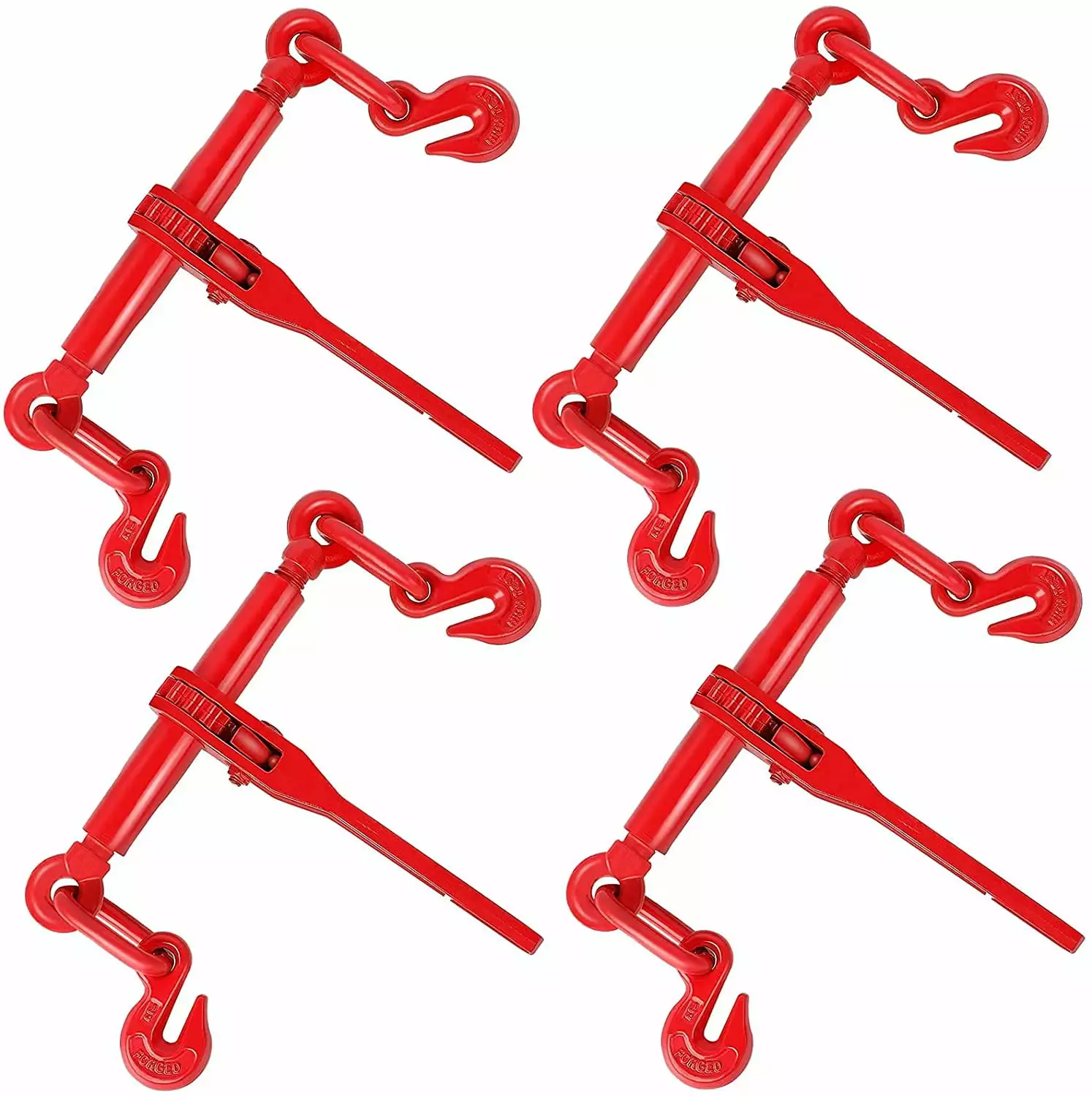 Olenyer 2600 LBS 4 Pack Chain and Binder Kit. Ratchet Load Binders Working Load Capacity 1/4-5/16. G80 Chains for Truck. Tie Down. Hauling. Towing