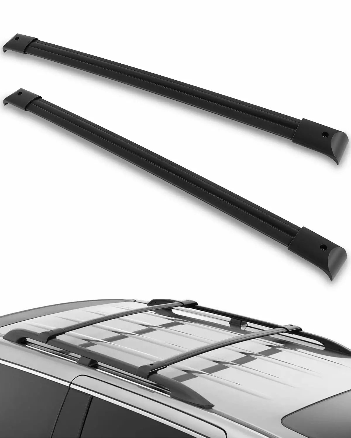 CCIYU Cargo Racks for Honda Pilot 2003-2008 Rooftop Luggage Canoe Kayak Carrier Rack Black Roof Rack Cross Bar - Fits Side Rails Models ONLY