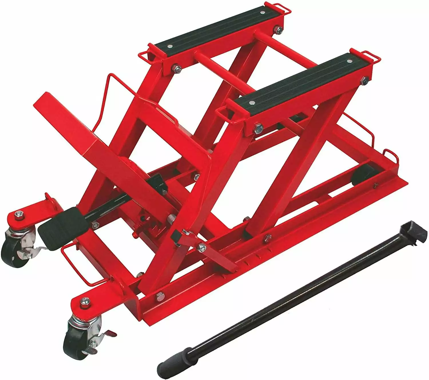 Big Red Hydraulic Powersports Lift Jack (Motorcycle. ATV. UTV. Snowmobile): 3/4 Ton (1.500 lb) Capacity.Red.W6407