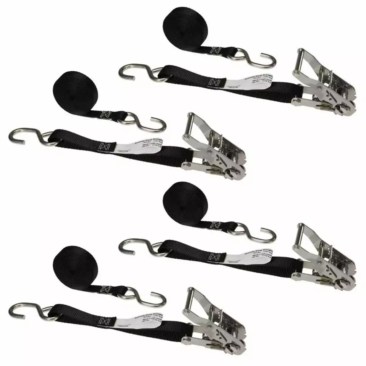 1 x 10' Black Ratchet Strap w/ Stainless Steel Ratchet & S-Hooks -