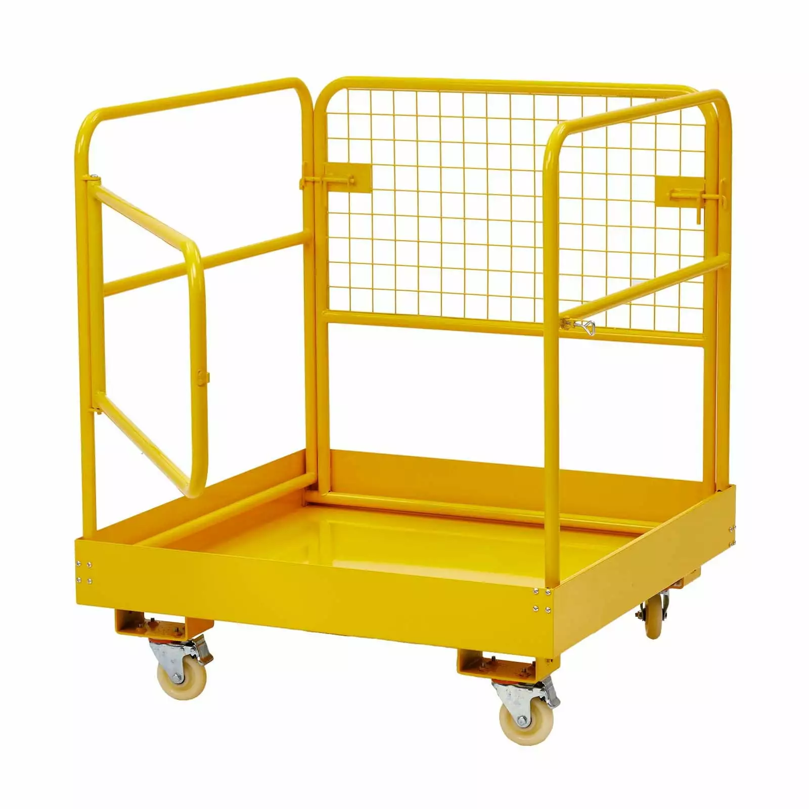 KTENME Forklift Safety Cage. 36x36 inch Heavy Duty Collapsible Forklift Work Platform.1200LBS Capacity with 4 Universal Wheels. for Most Aerial Jobs