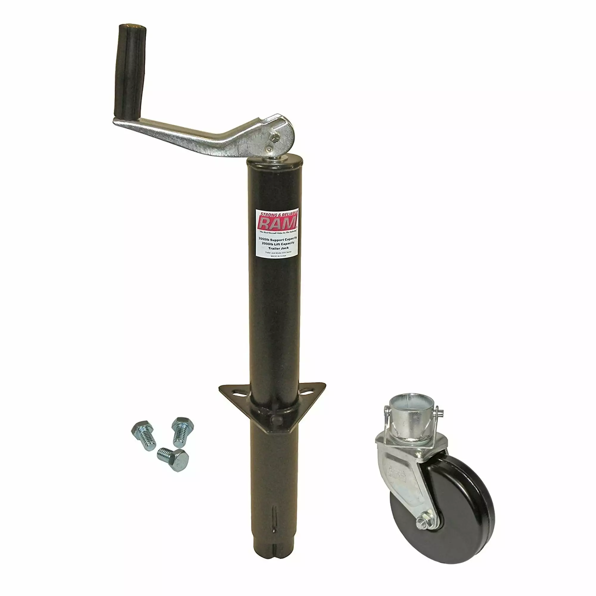 A-Frame Trailer Jack with Steel Wheel and Mounting Hardware