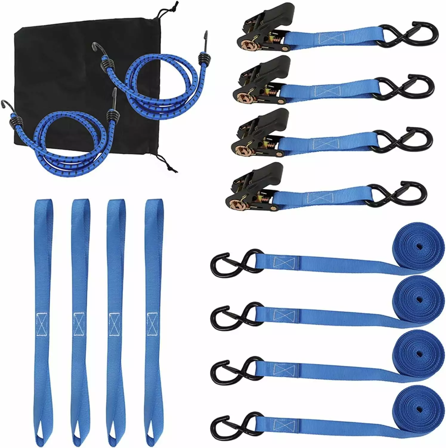 labwork Blue 4 PCS 15 FT 2200 lbs Break Strength Heavy Duty Ratchet Tie Down Straps for Moving Cargo Appliances Lawn Equipment Motorcycle